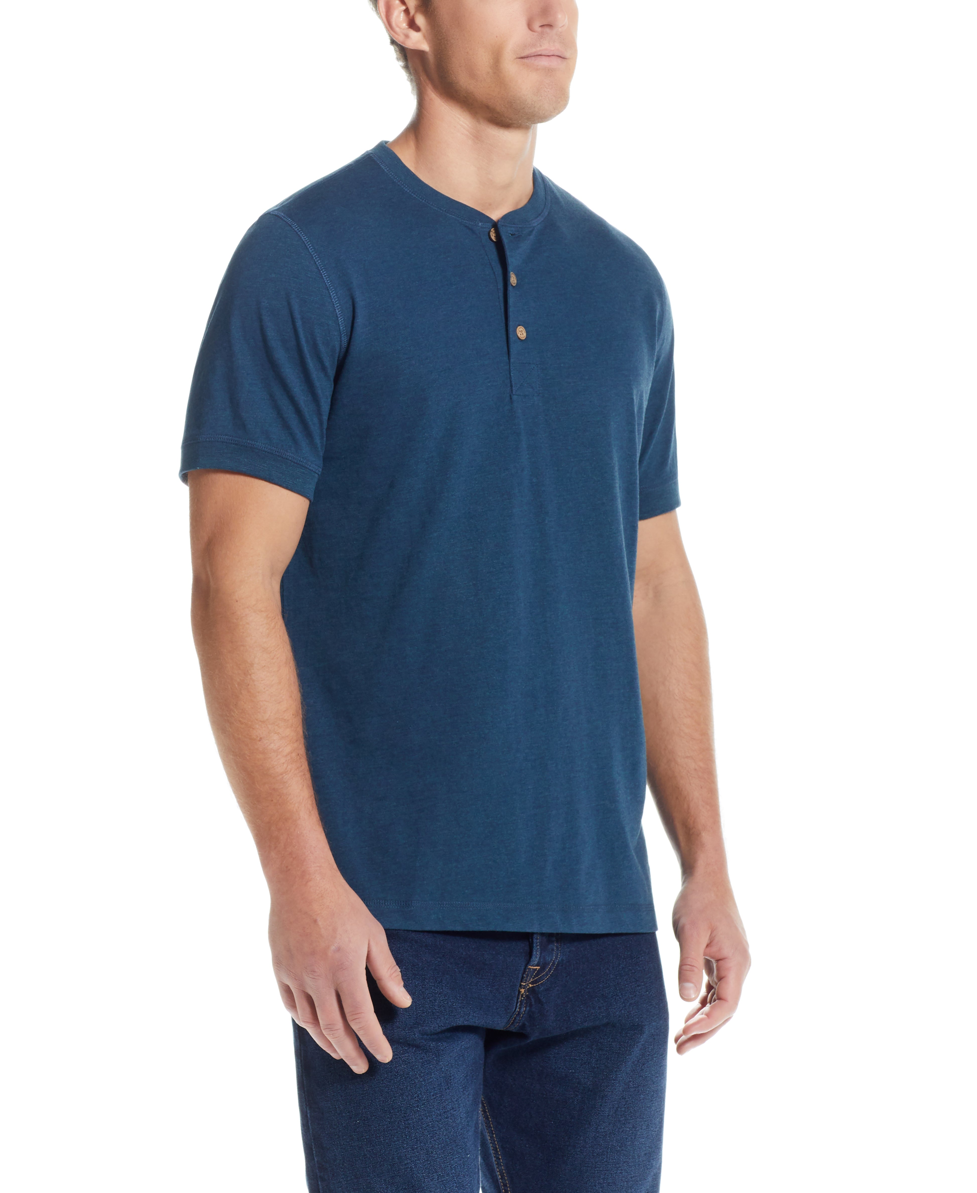 SHORT SLEEVE HENLEY IN DEEP COBALT