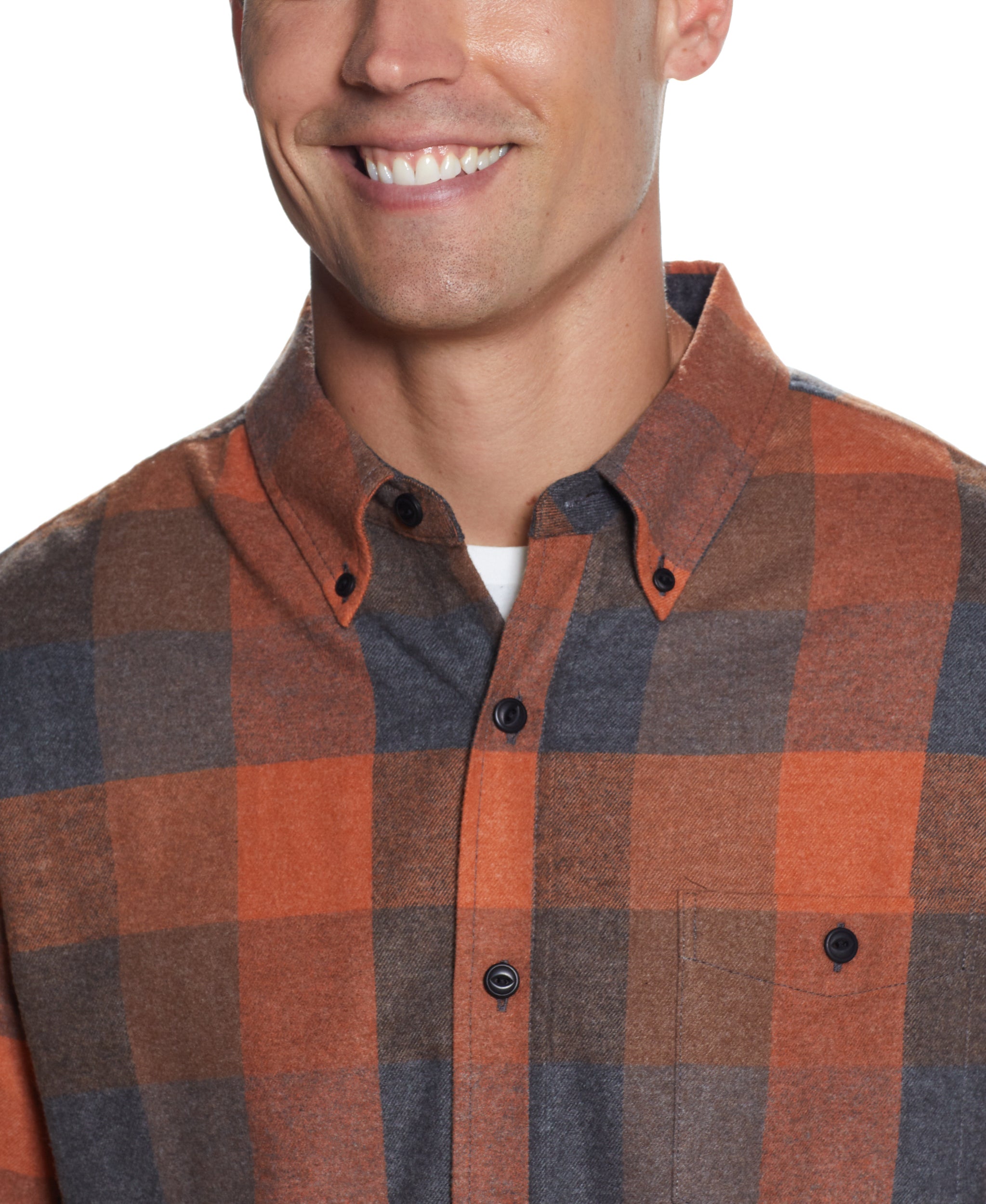 Weatherproof Vintage Flannel Button Down in Burnt Orange, Medium