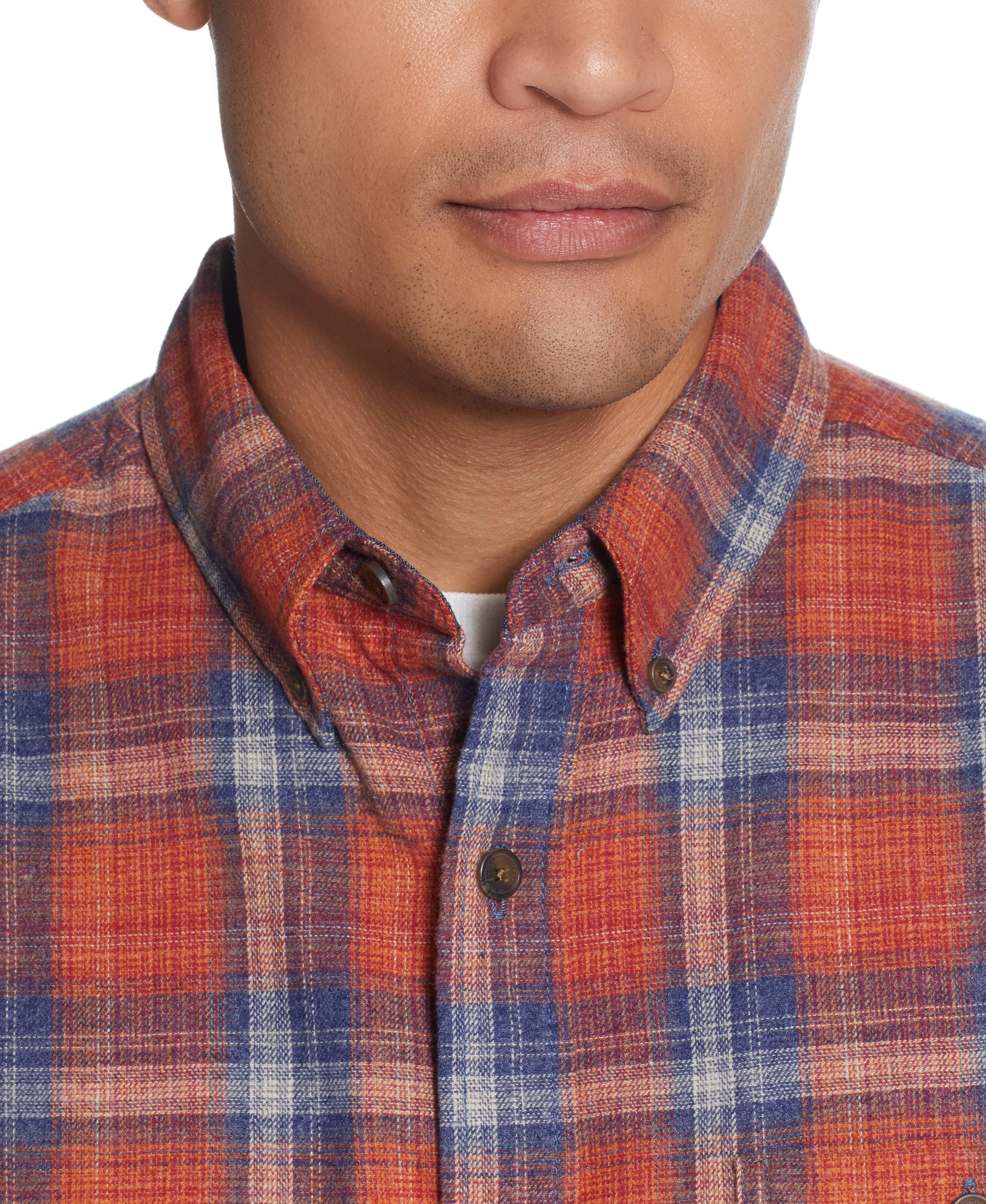 FLANNEL BUTTON DOWN IN BURNT ORANGE – Weatherproof