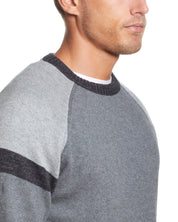 Color Block Raglan Sleeve Crew In Concrete Denim