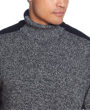 Racing Stripe Turtleneck In Black Ivory Marl