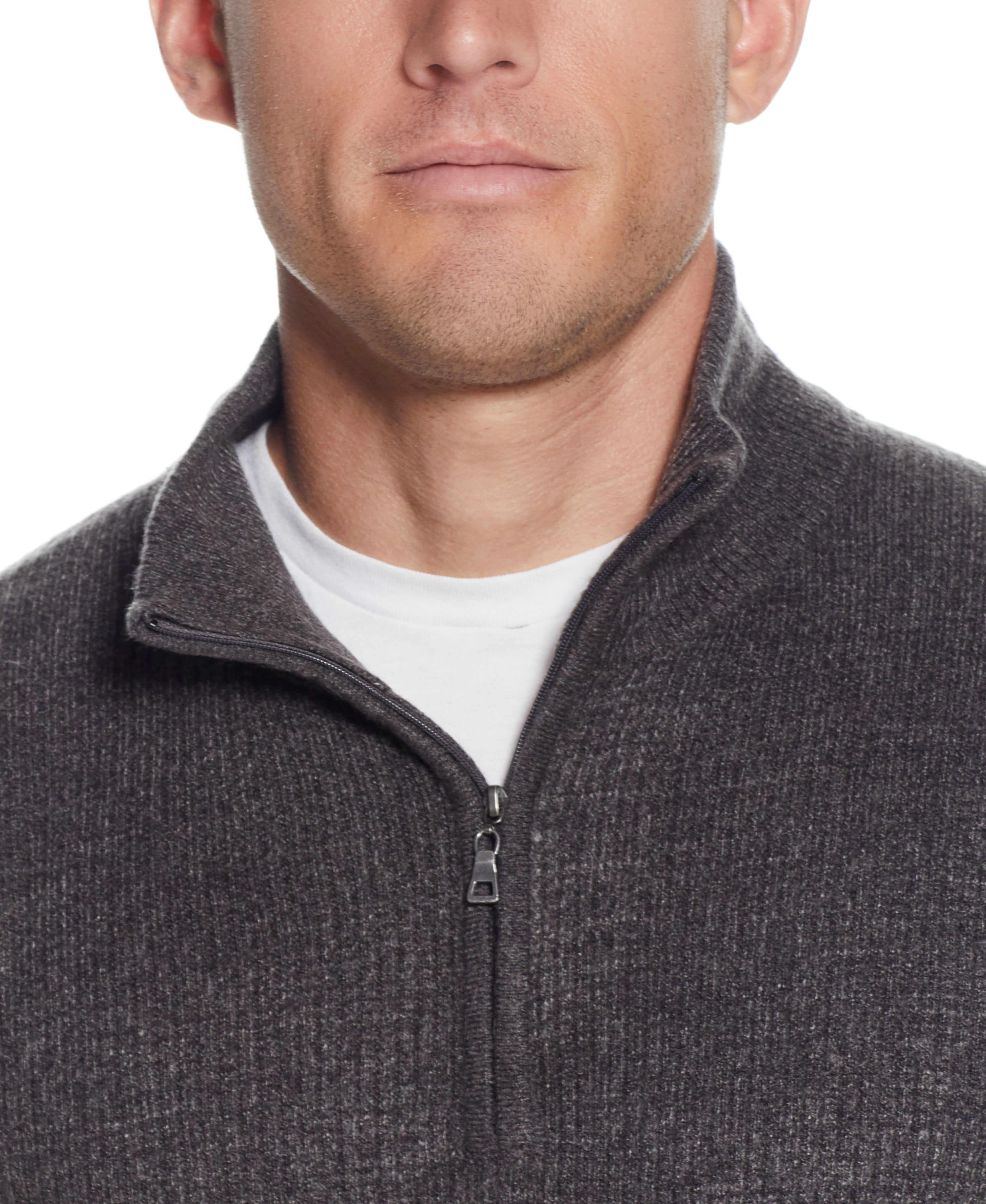 Soft Touch Quarter Zip Sweater in Pewter Heather