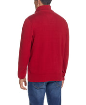 Cable Knit Quarter Zip Sweater In Dark Red