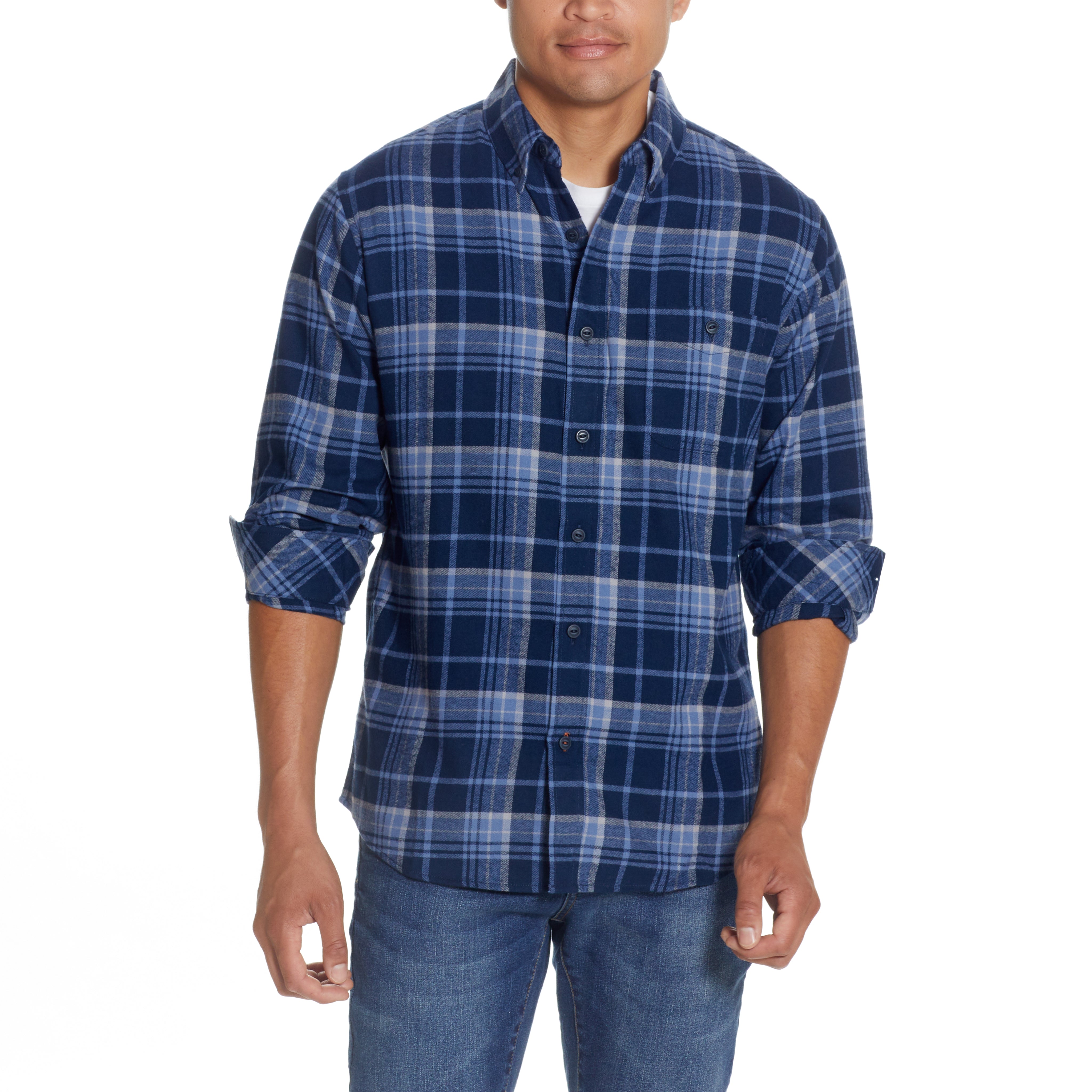 WEATHERPROOF VINTAGE Men's Button Down Flannel Plaid hotsell BLUE Sz Large NWT.