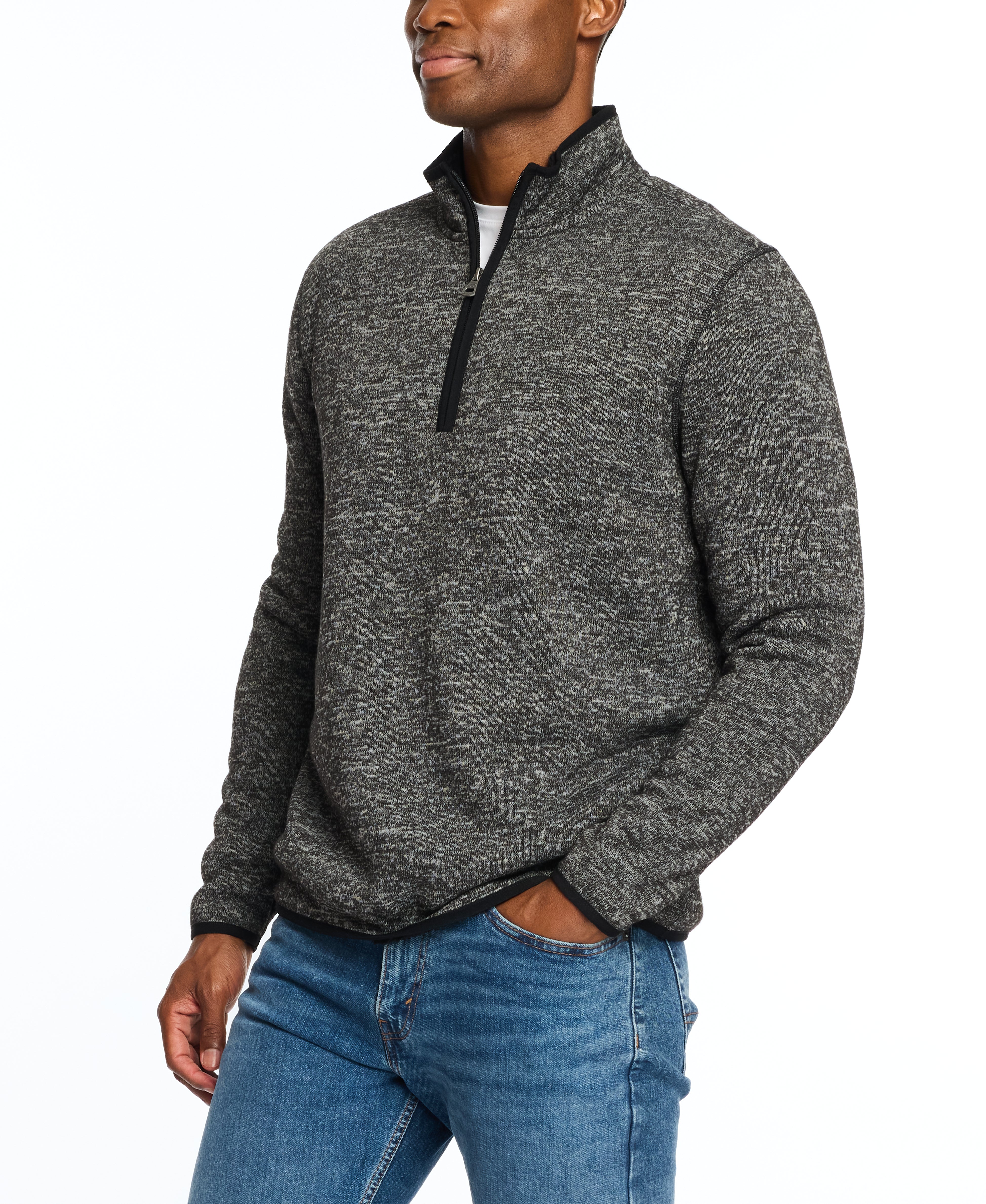 Sweaterfleece Pullover With Sherpa In Meteorite