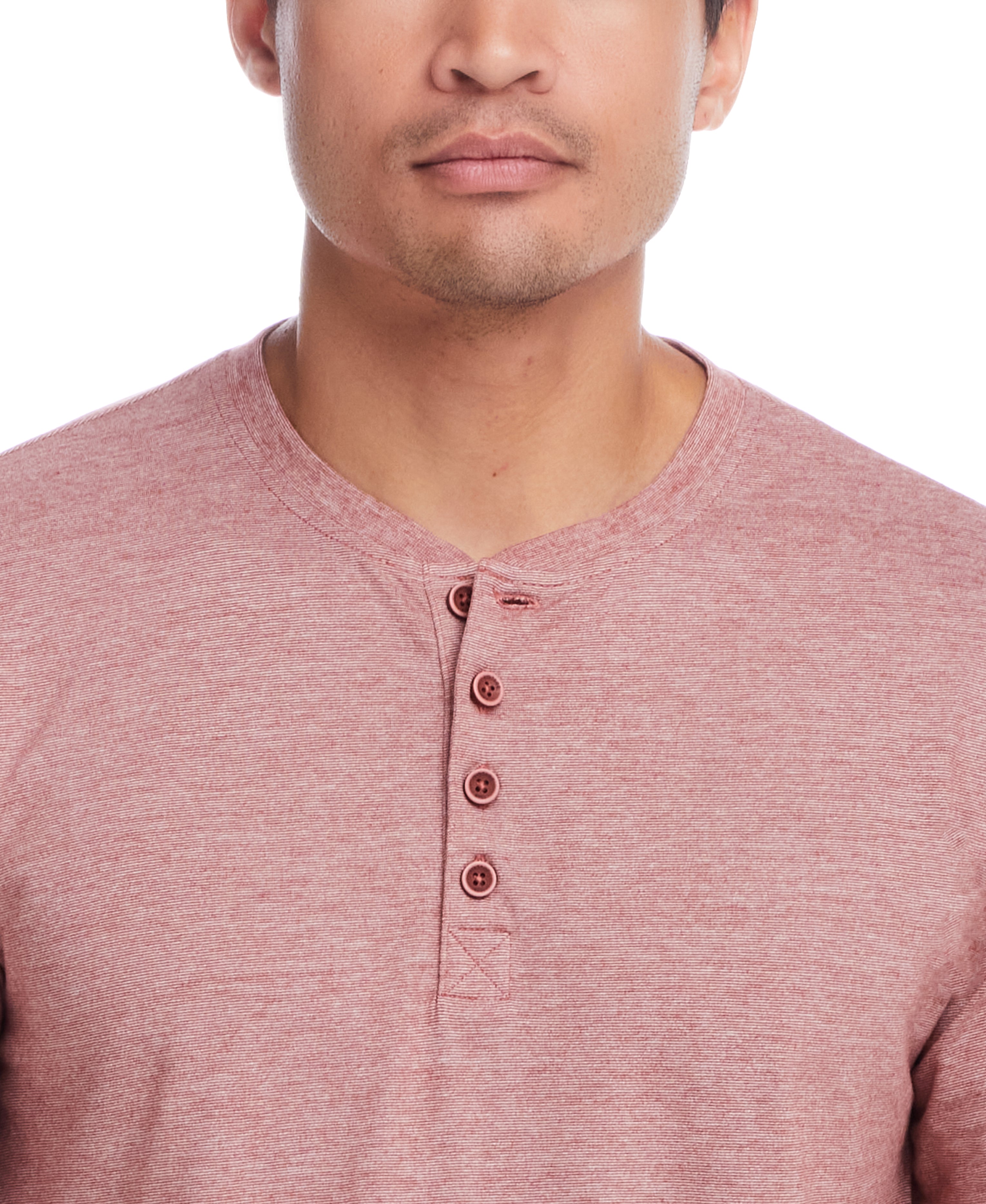 Microstripe Henley in Roasted Russet