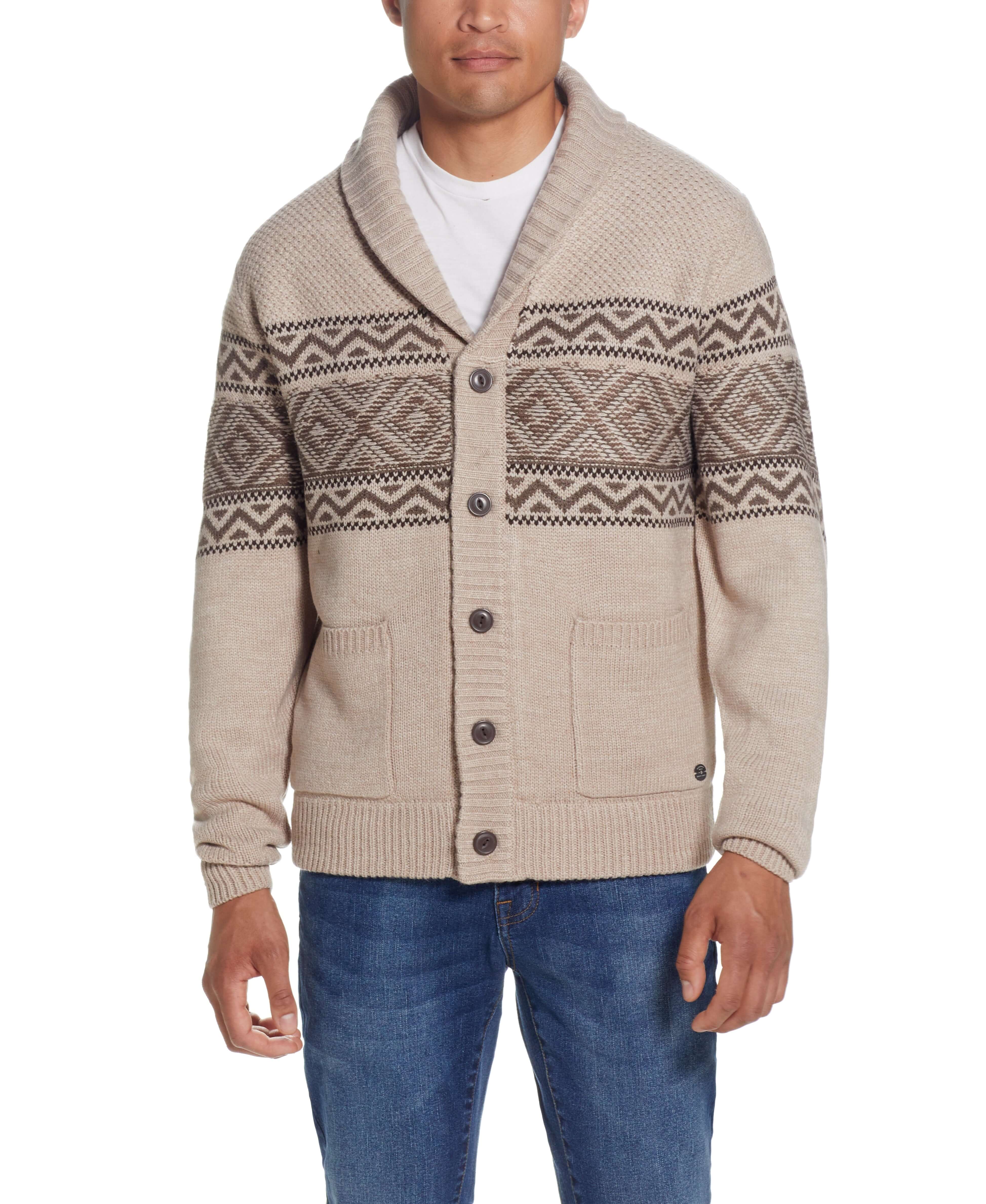 WEATHERPROOF VINATAGE Men's outlet Camel Western Pattern Full-Zip Cardigan Sweater SZ L