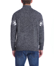 Snowflake Quarter Zip Sweater In Black Vanilla