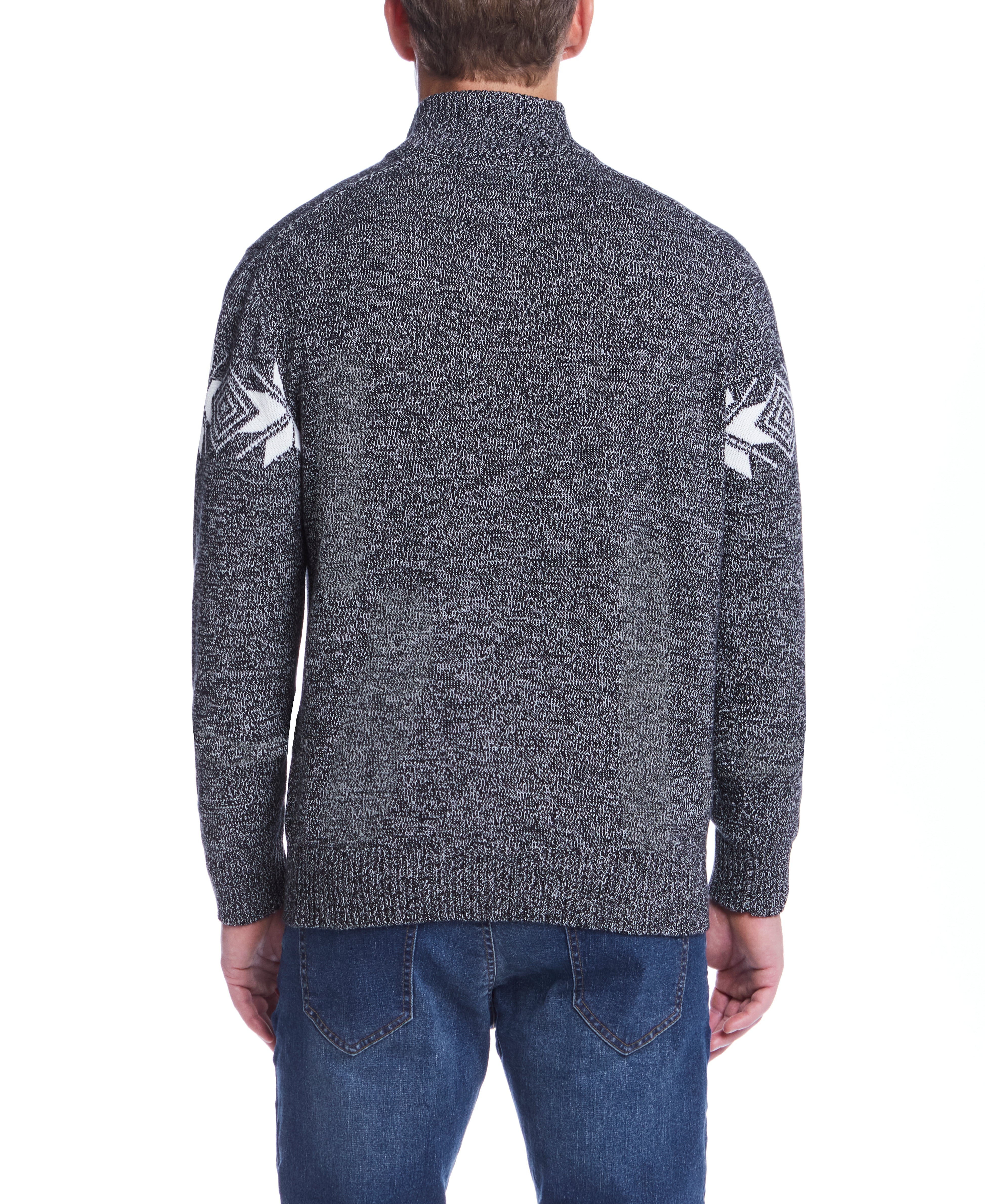 Snowflake Quarter Zip Sweater In Black Vanilla