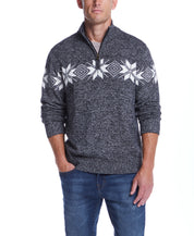 Snowflake Quarter Zip Sweater In Black Vanilla