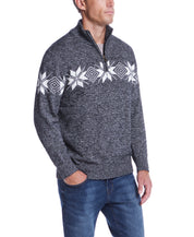 Snowflake Quarter Zip Sweater In Black Vanilla