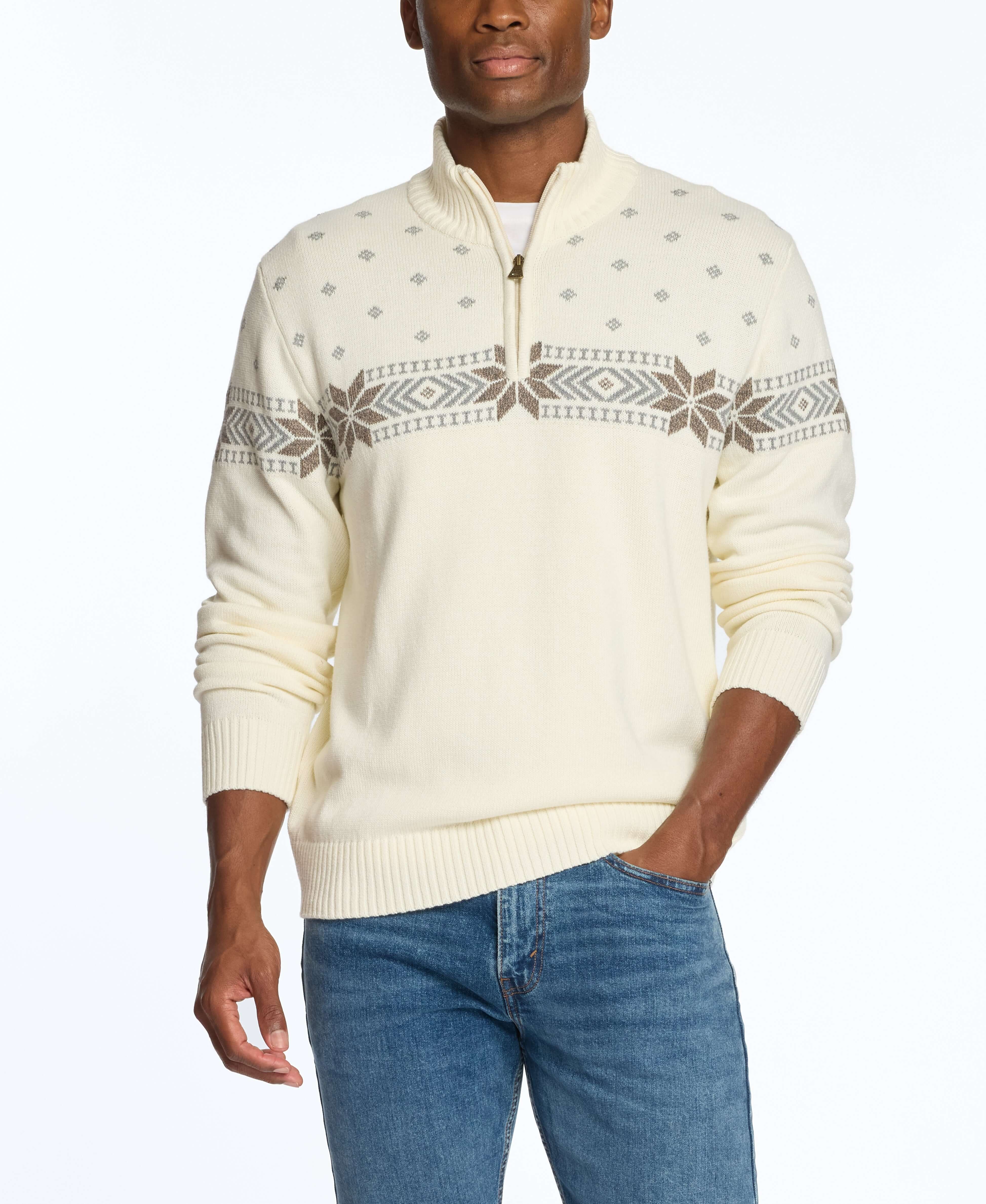 Holiday Snowflake Quarter Zip In Vanilla