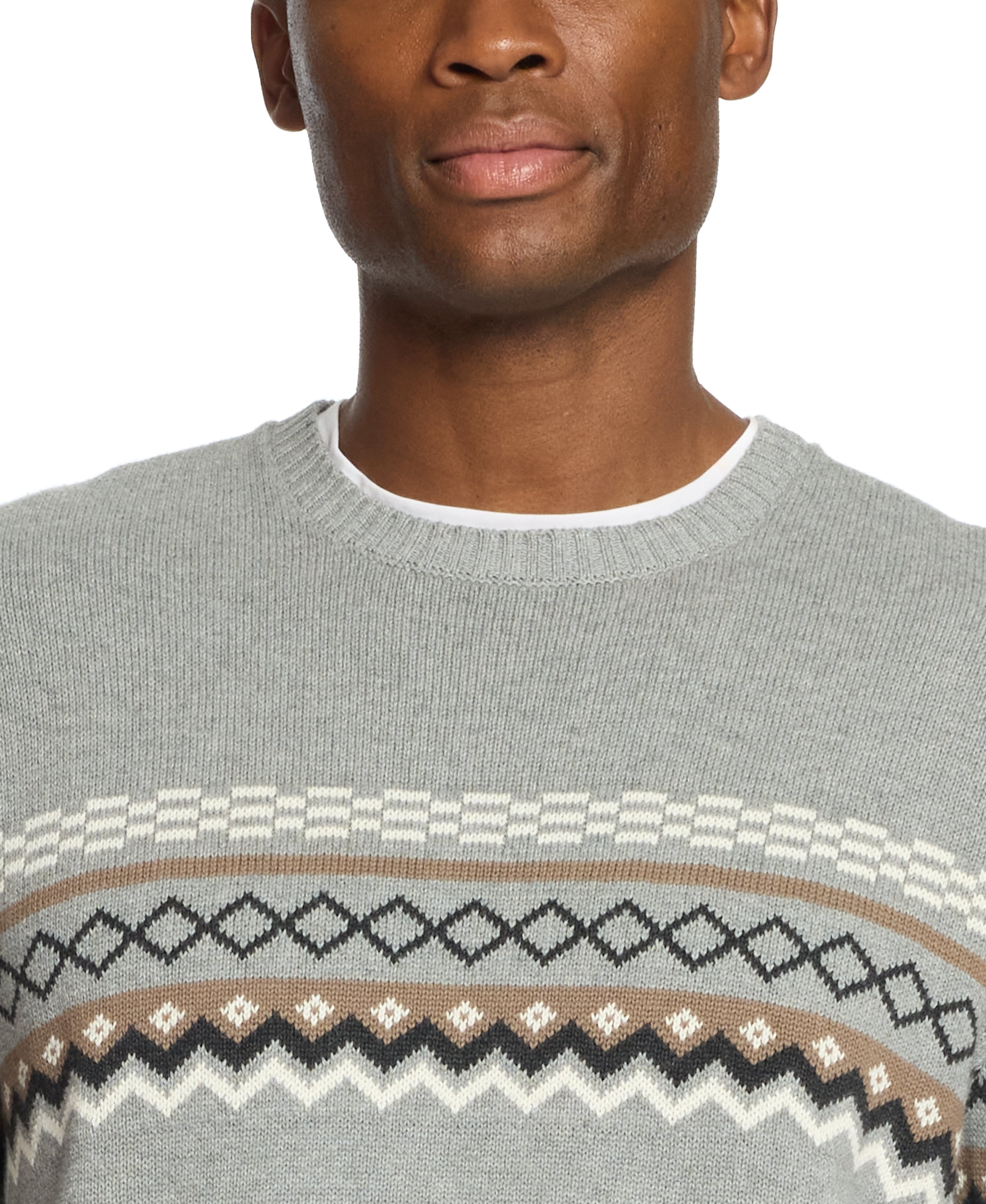 Nordic Crewneck Sweater In Pale Grey