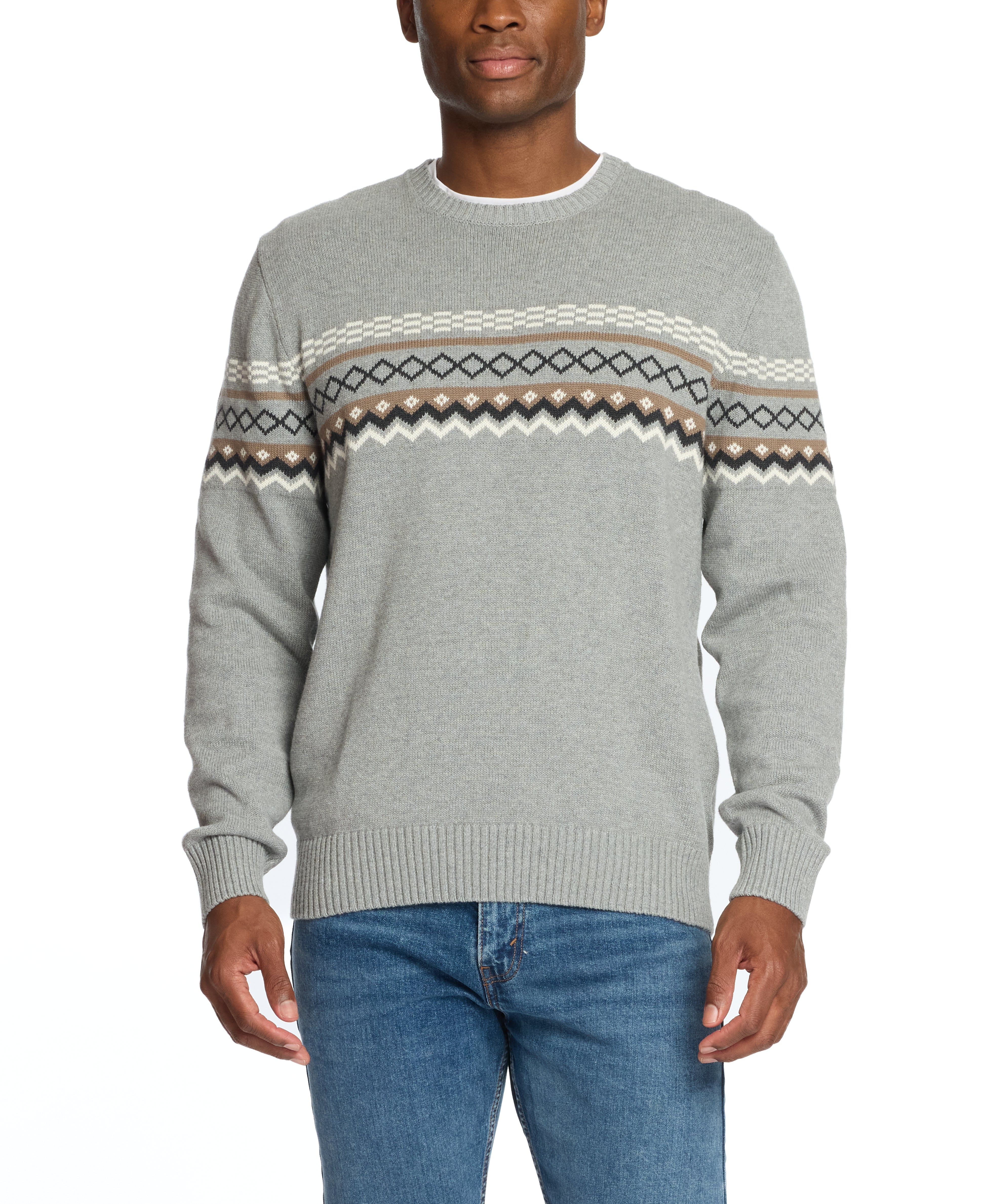 Nordic Crewneck Sweater In Pale Grey