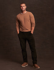 Cashmere Textured Crew in Camel Donegal