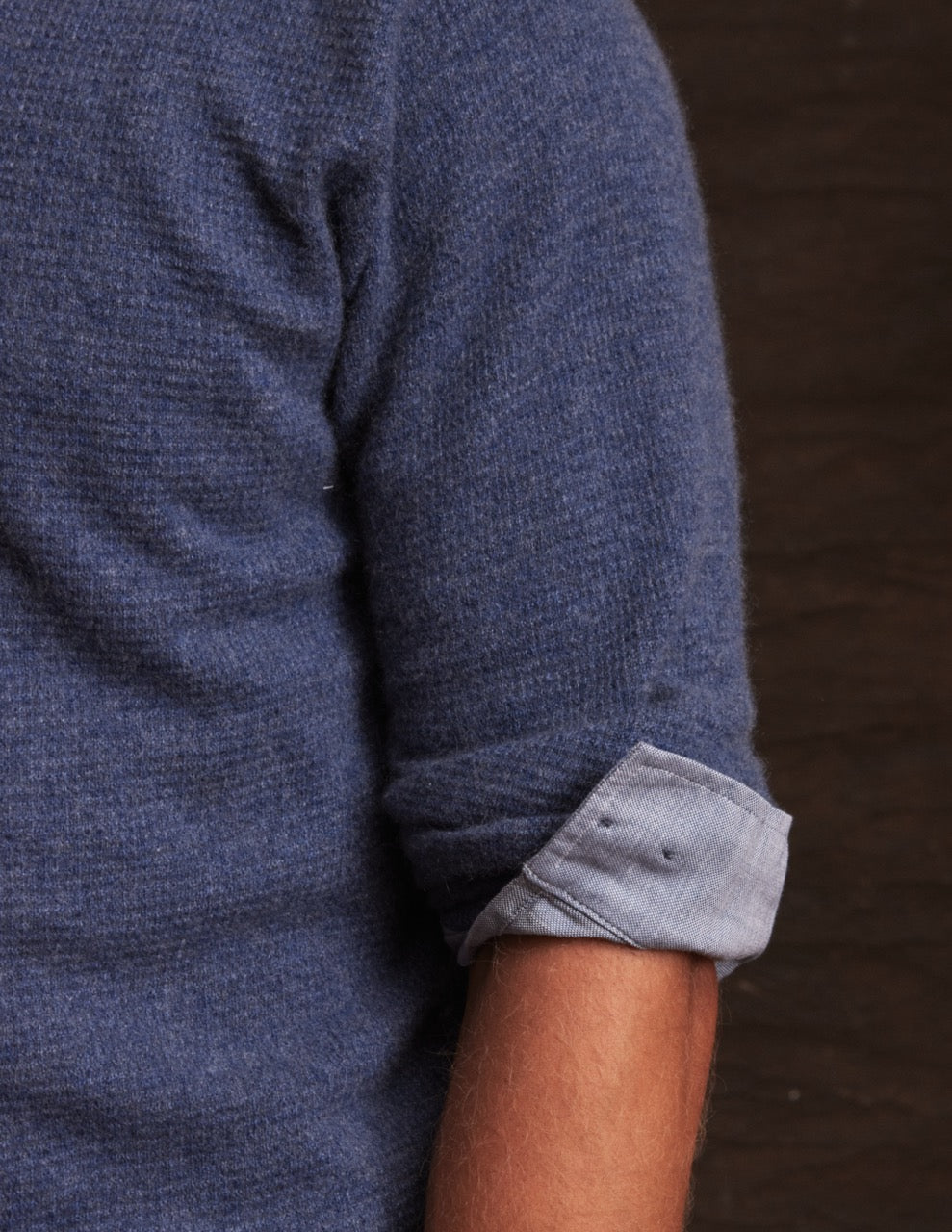 Cashmere Textured Crew In Denim Heather