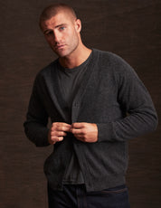 Cashmere Cardigan In Charcoal Heather