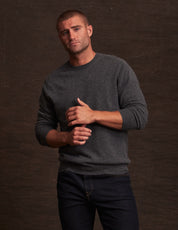 Cashmere Solid Crew in Charcoal Heather