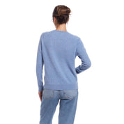 Women's Cashmere Long Sleeve Solid Crew In Chambray Heather