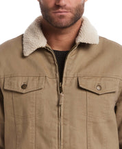 Sherpa Lined Twill Trucker In Elmwood