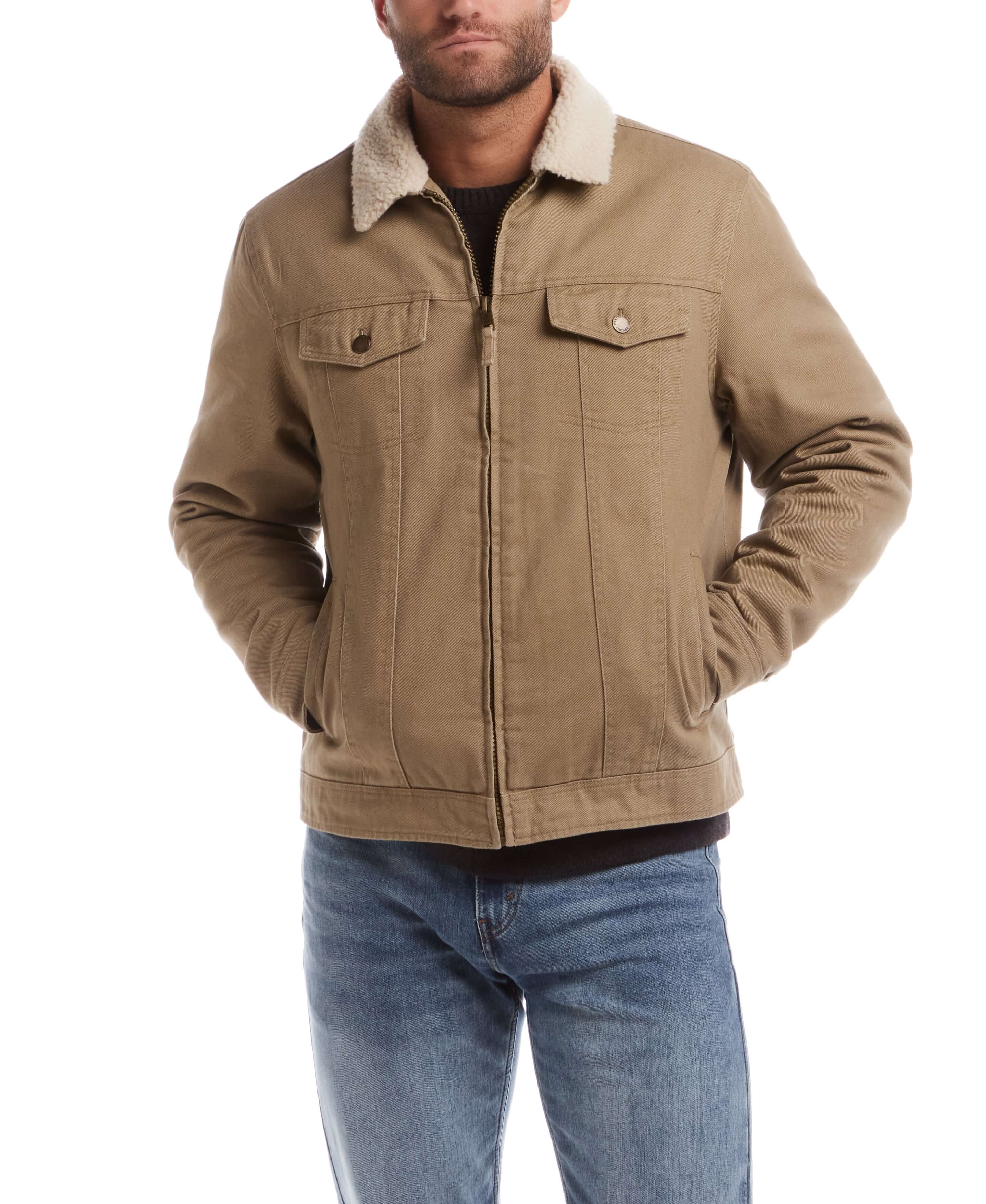 Sherpa Lined Twill Trucker In Elmwood