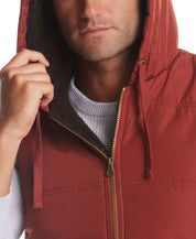 Sherpa Lined Hooded Puffer Vest In Roasted Russet