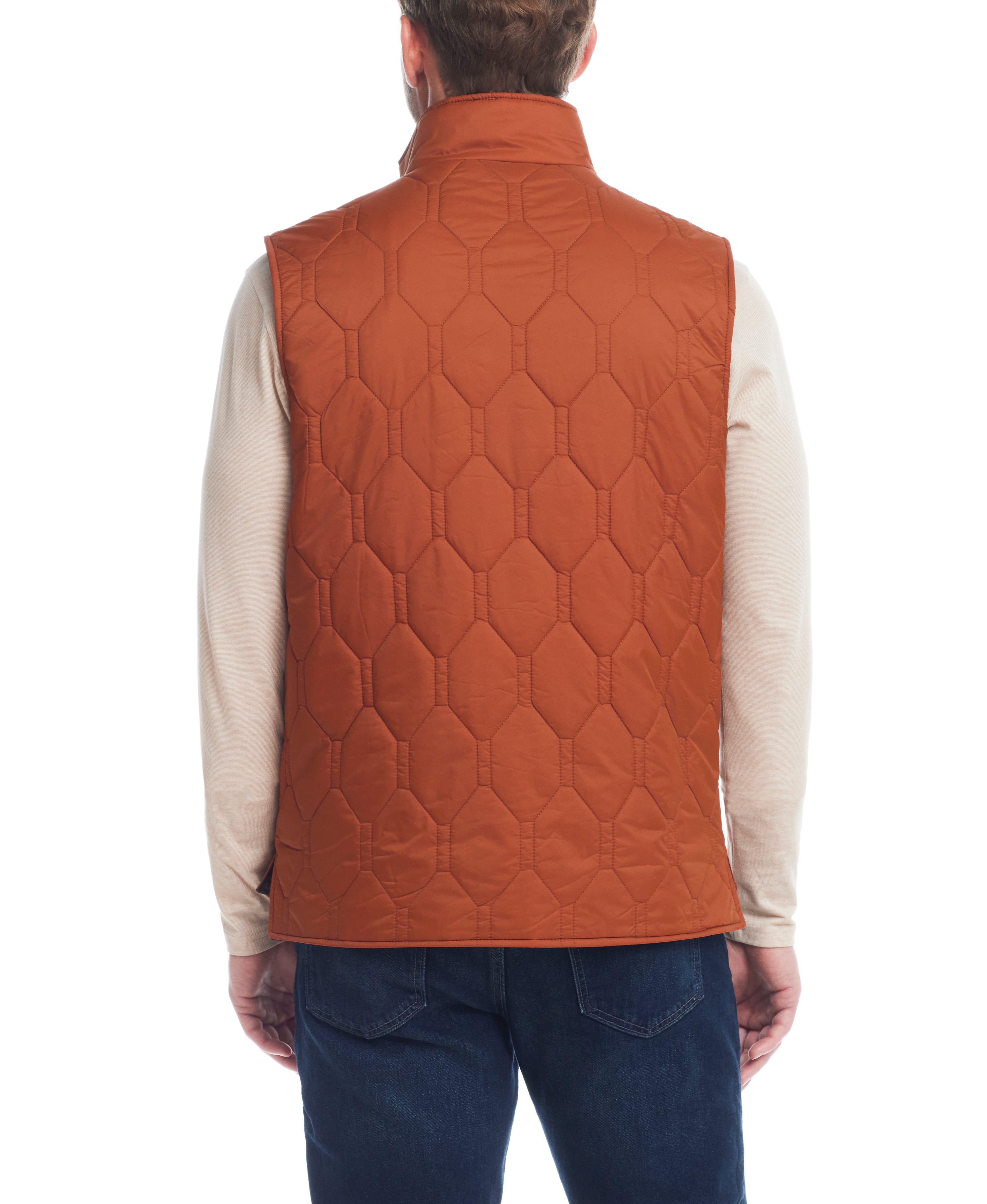 Hexagon Quilted Lightweight Vest In Caramel Cafe