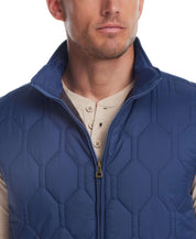 Hexagon Quilted Lightweight Vest in Bering Sea