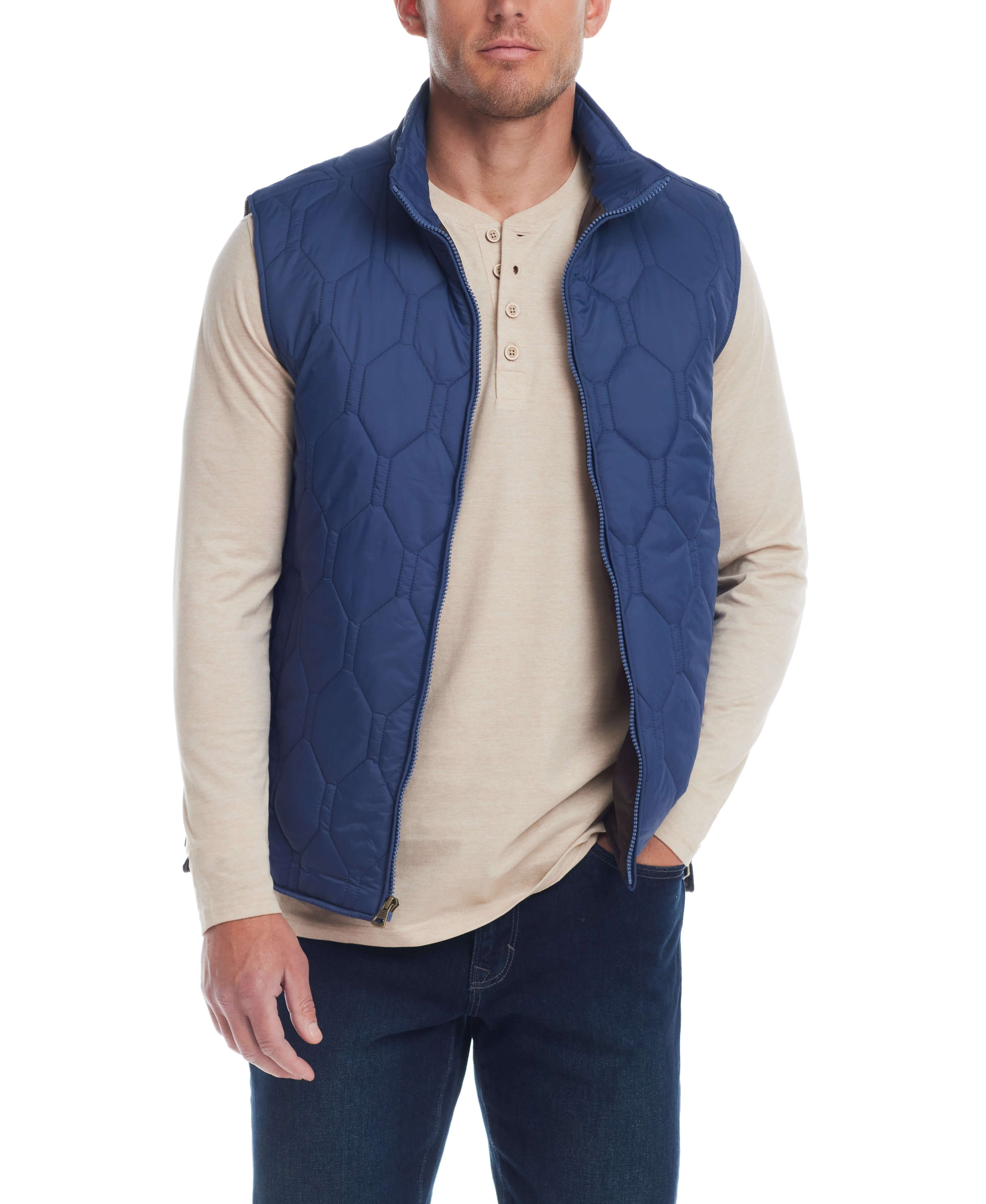 Hexagon Quilted Lightweight Vest in Bering Sea