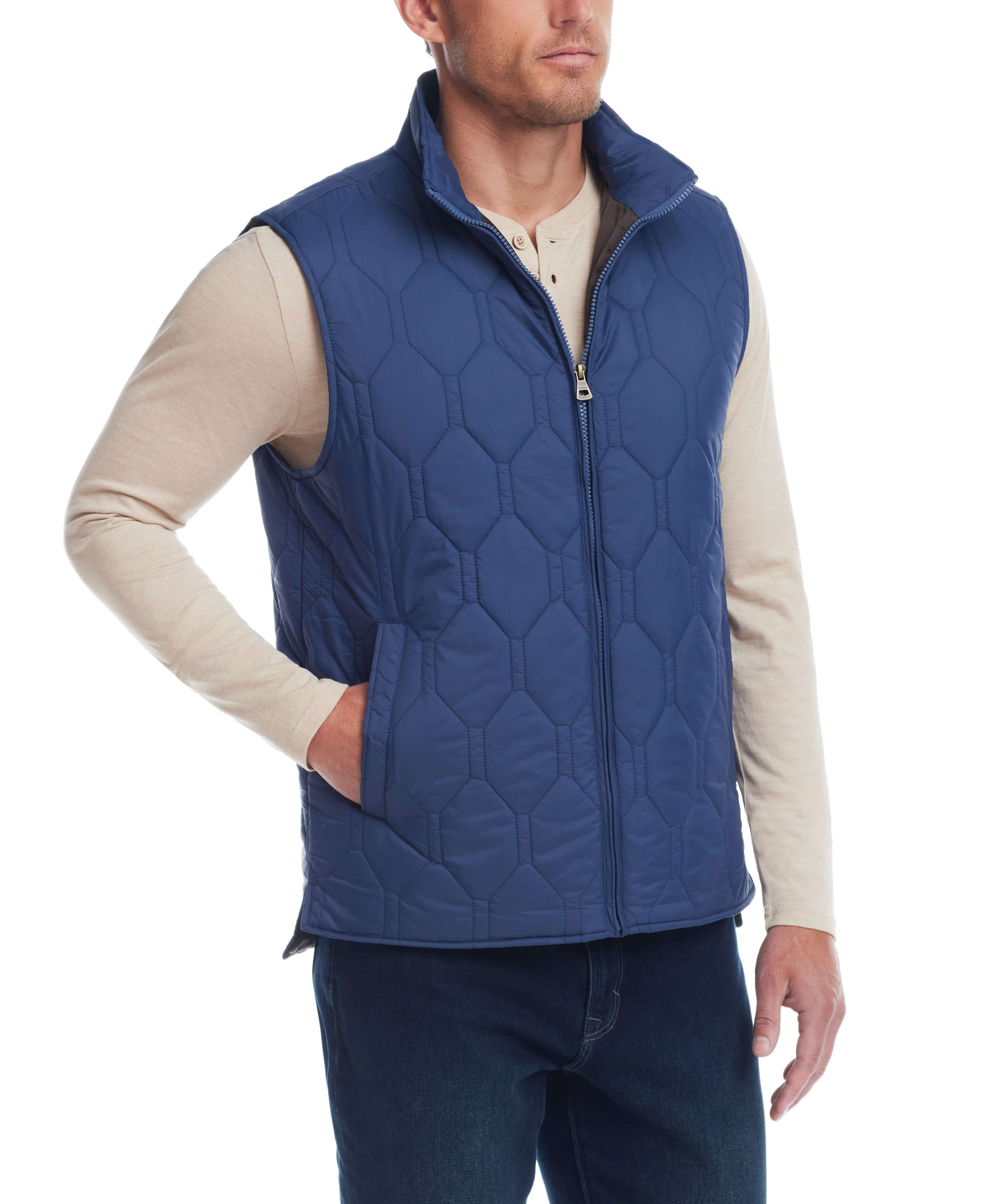 Hexagon Quilted Lightweight Vest in Bering Sea