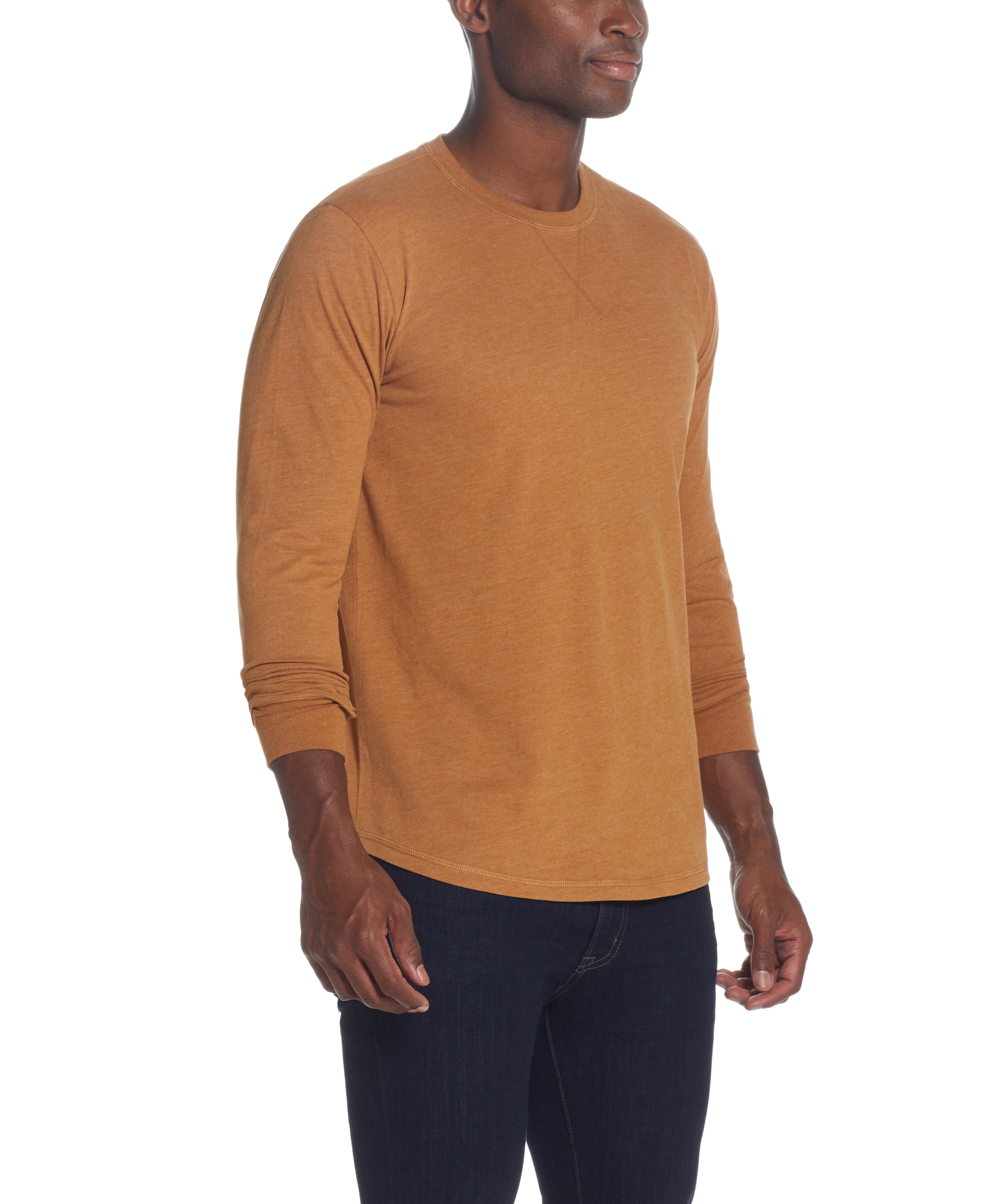 Long Sleeve Brushed Jersey Crew In Cathay Spice