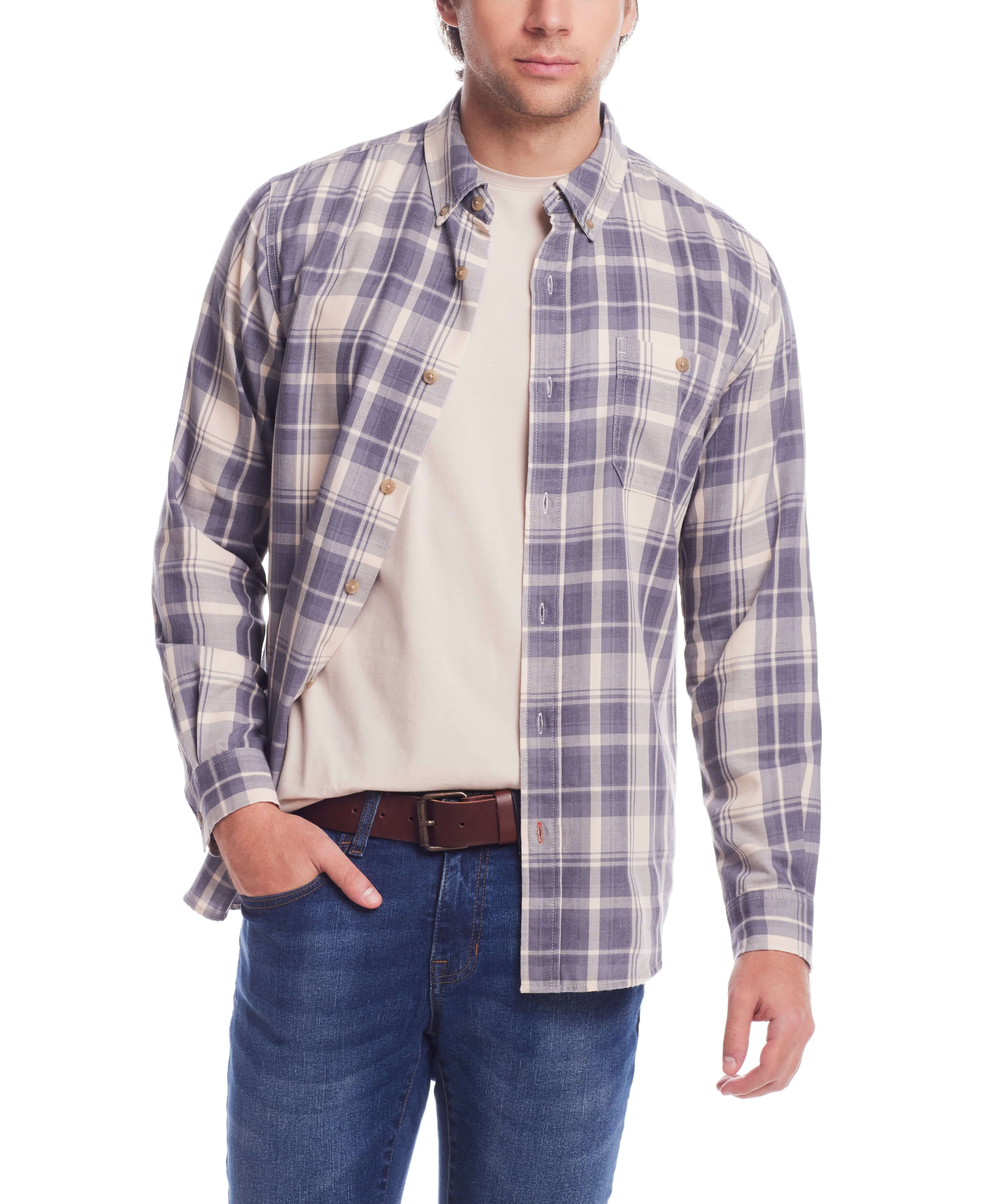 Long Sleeve Burnout Flannel In Natural