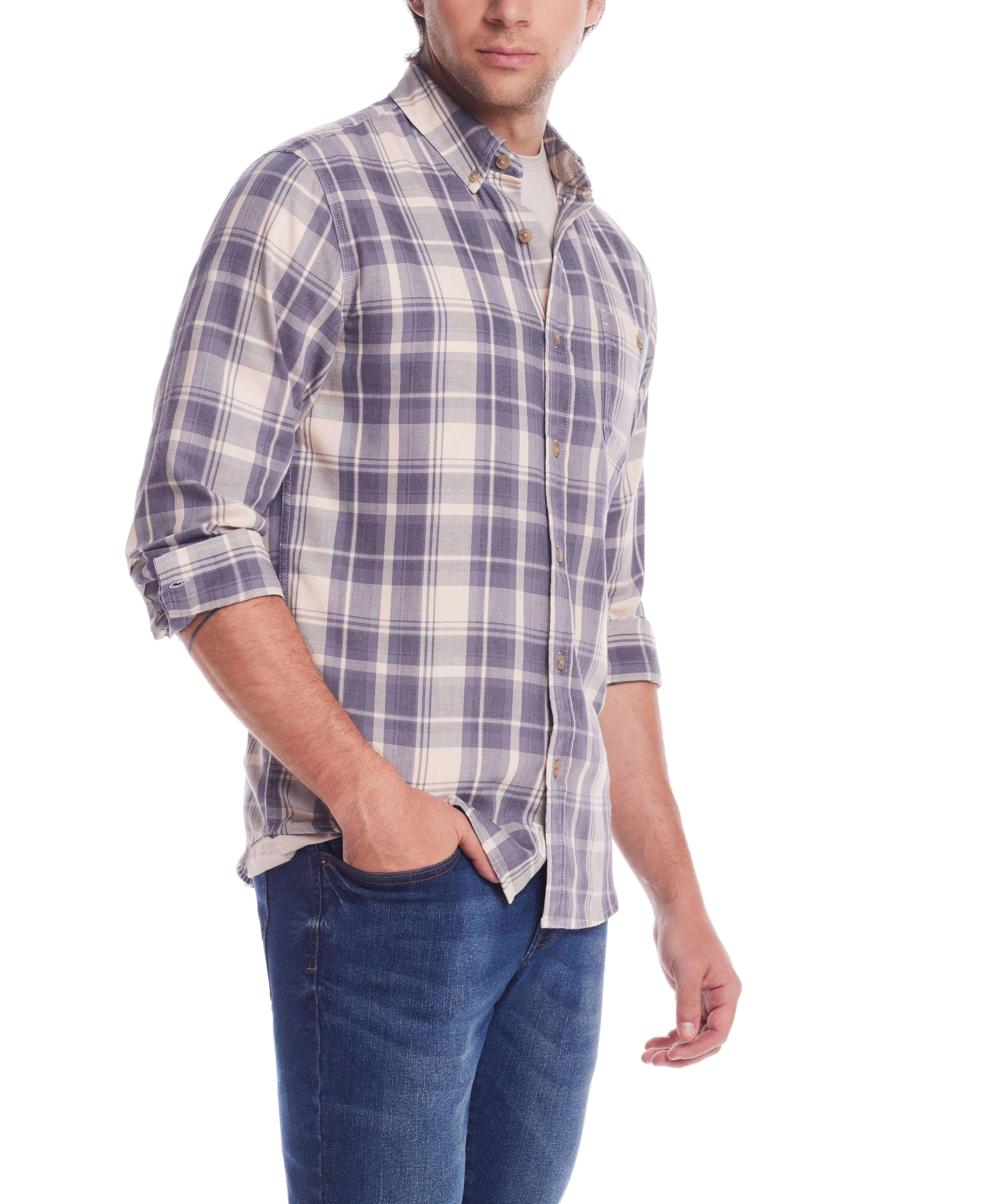 Long Sleeve Burnout Flannel In Natural