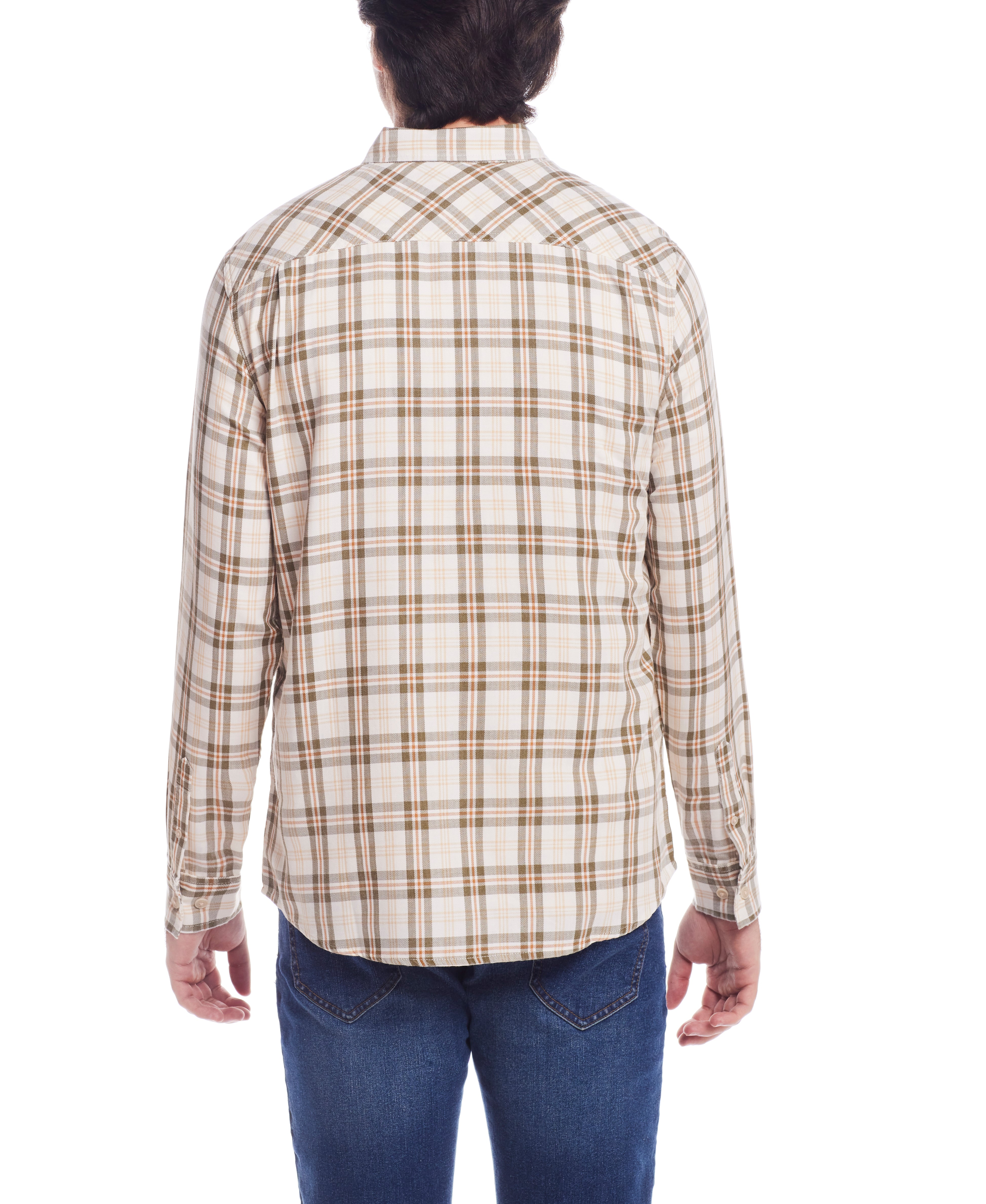 Long Sleeve Burnout Flannel In Seed Pearl