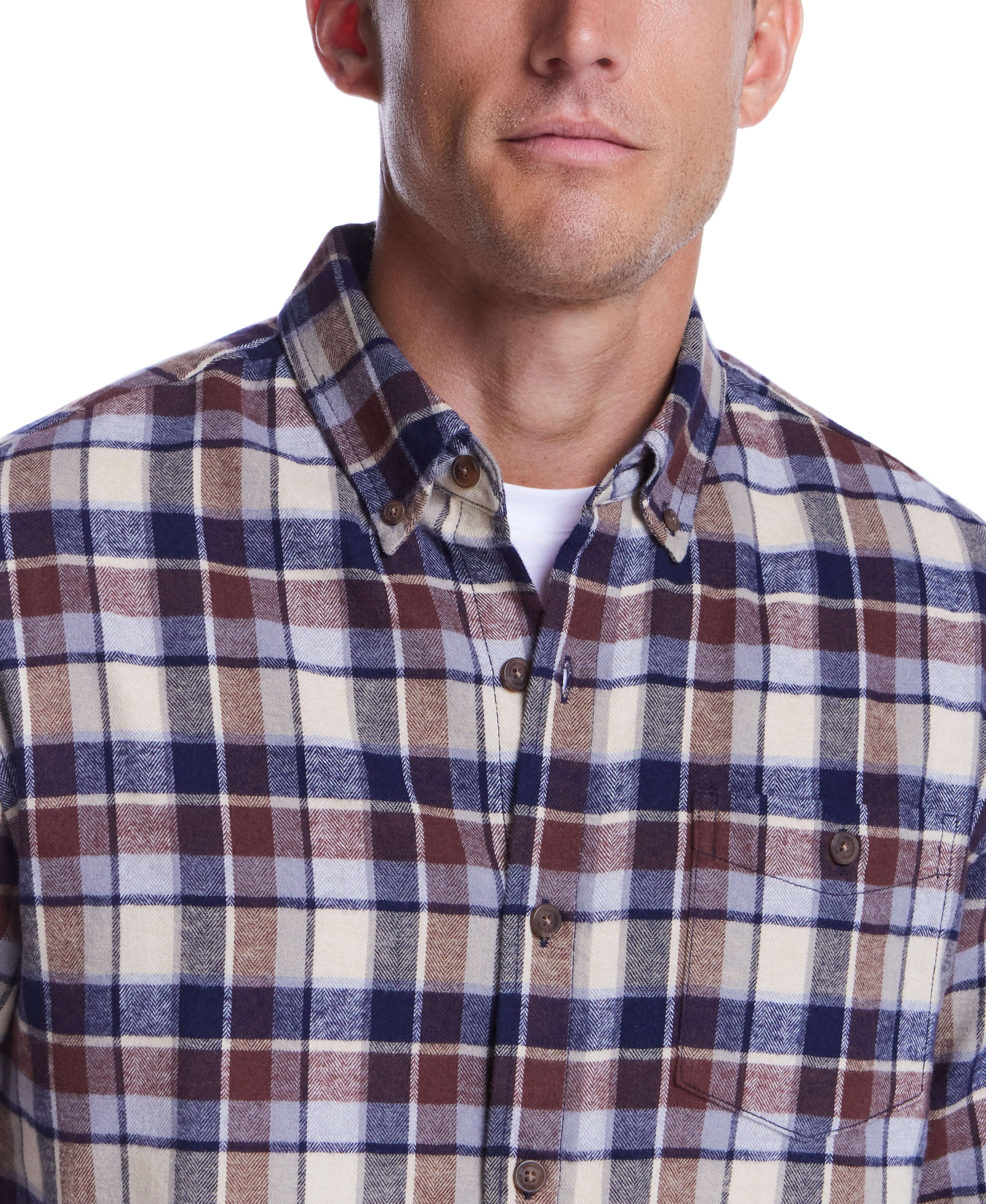 Long Sleeve Brushed Flannel In Downtown Brown