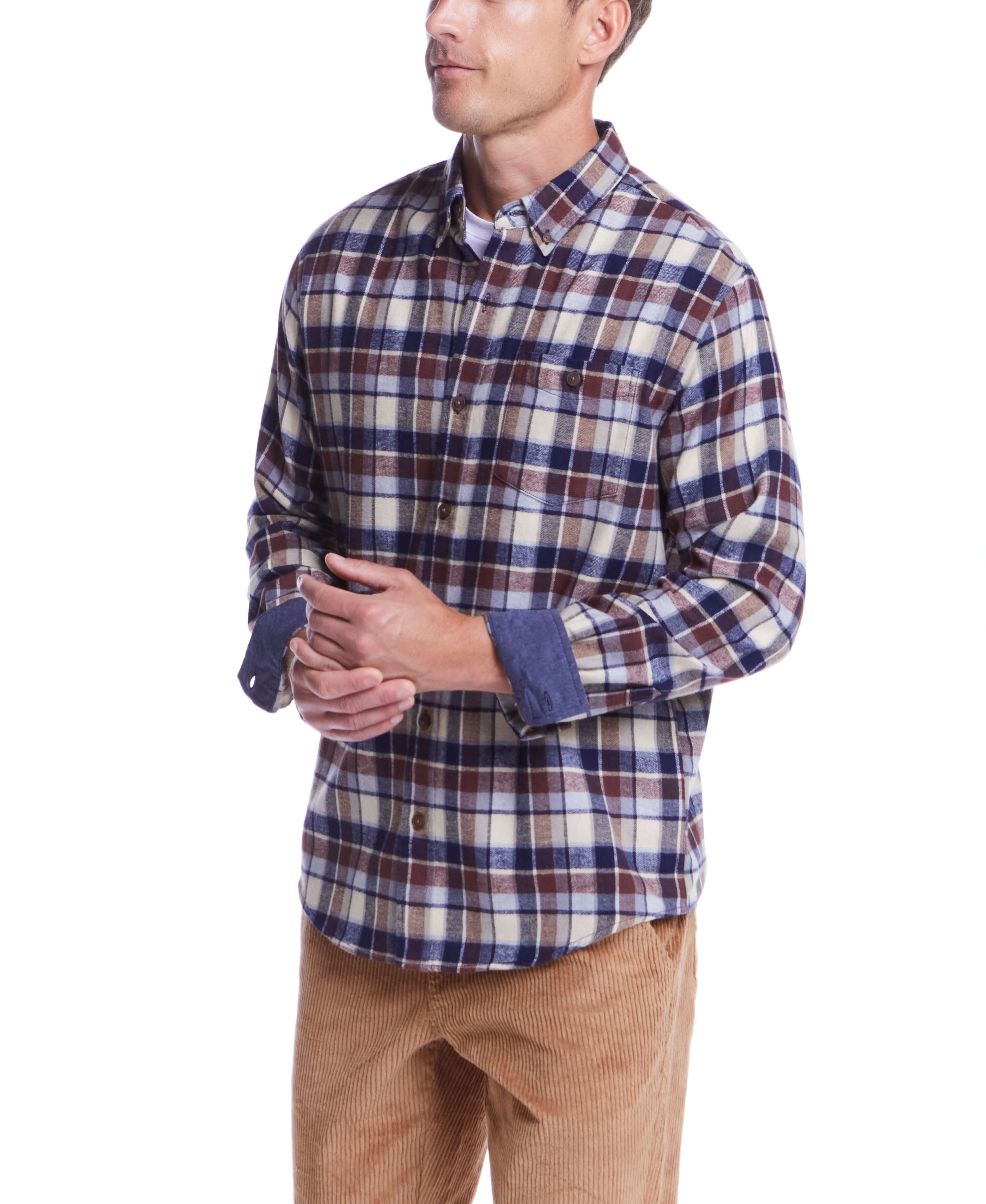 Long Sleeve Brushed Flannel In Downtown Brown