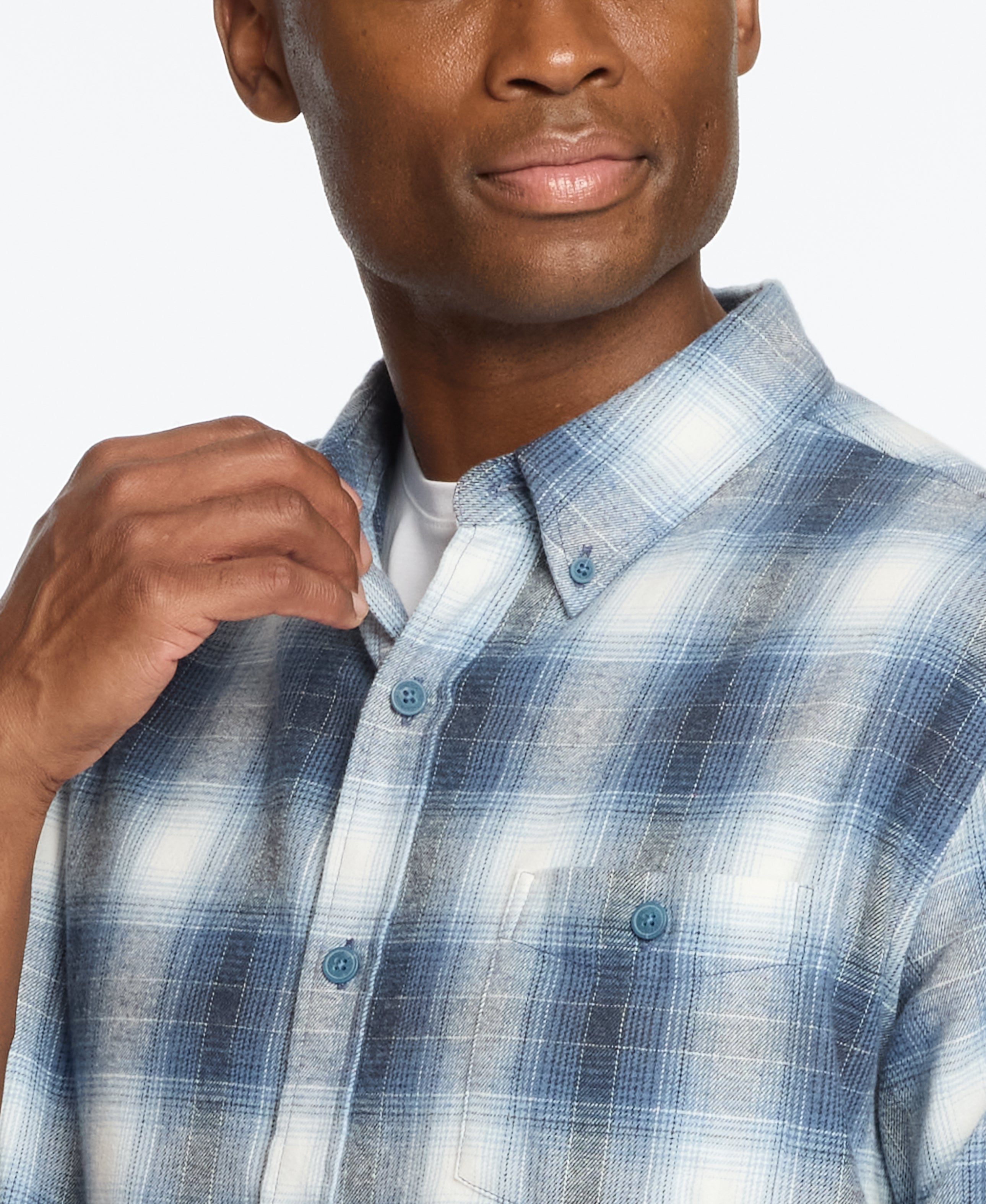 Long Sleeve Brushed Flannel In Harbor Bay