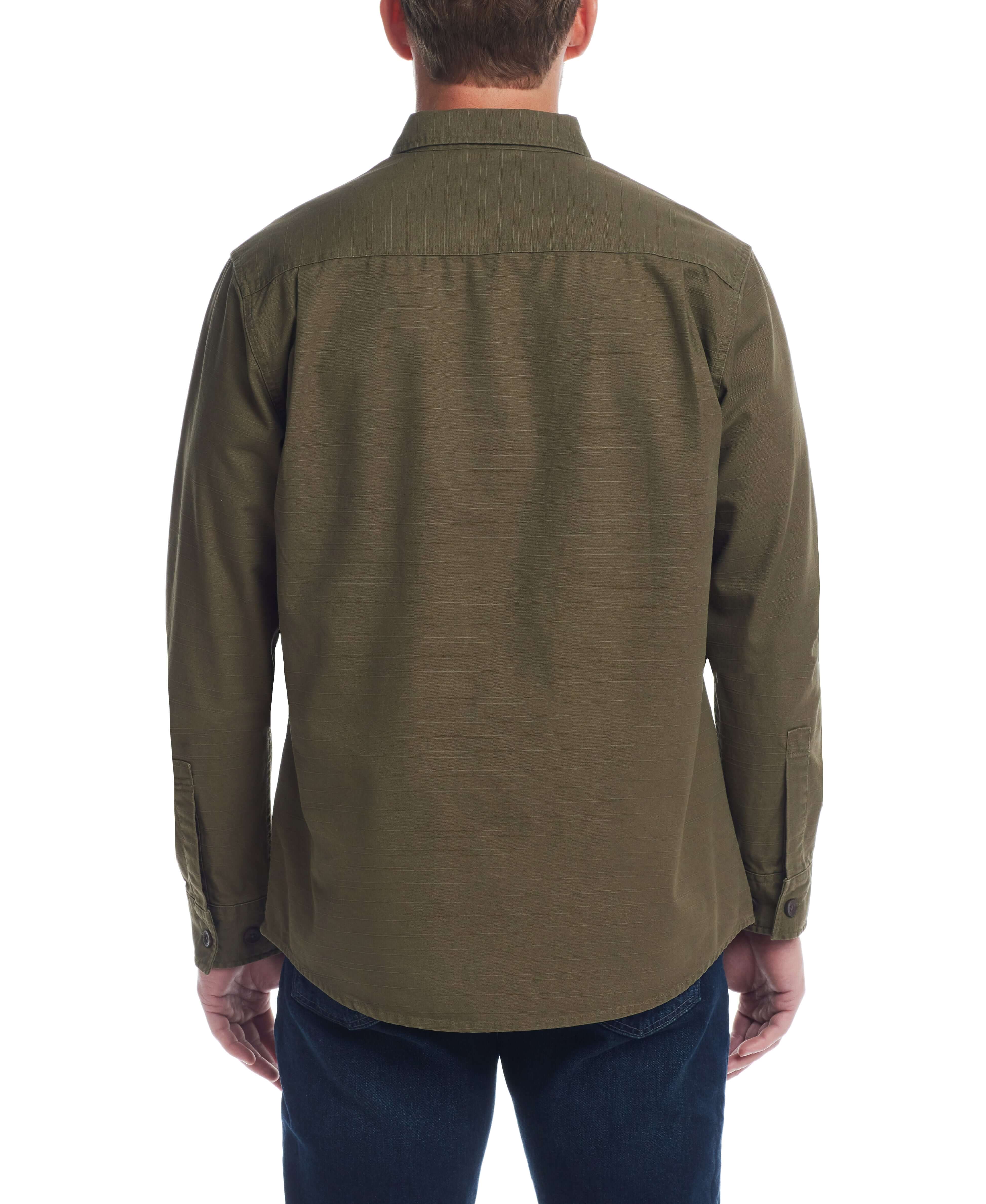 Slub Canvas Work Shirt In Dark Olive