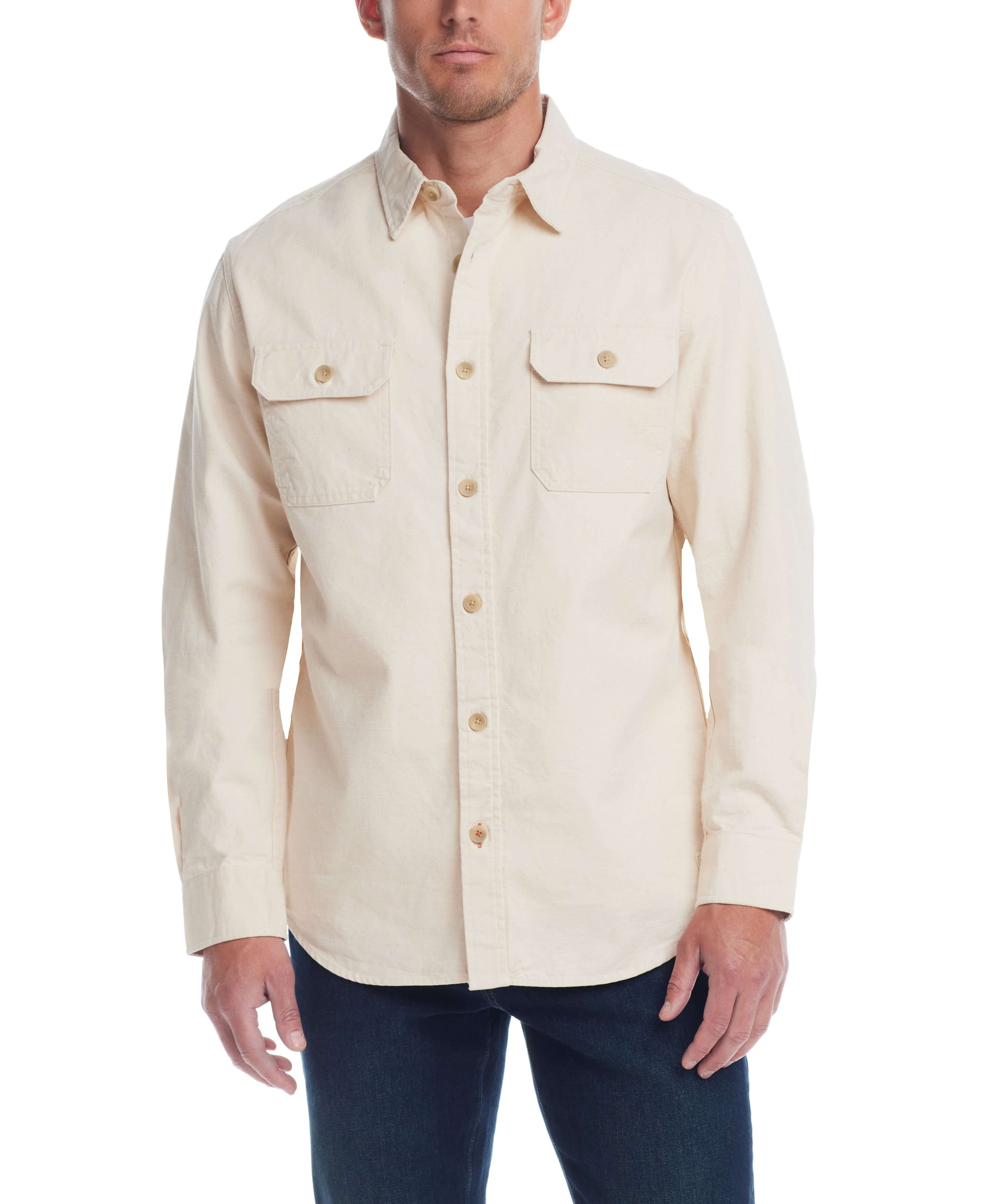 Slub Canvas Work Shirt In Oatmeal