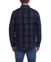 Long Sleeve Plaid Cord Shirt In Blue