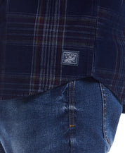 Long Sleeve Plaid Cord Shirt In Blue