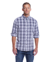 Long Sleeve Plaid Cord Shirt In Formal Grey