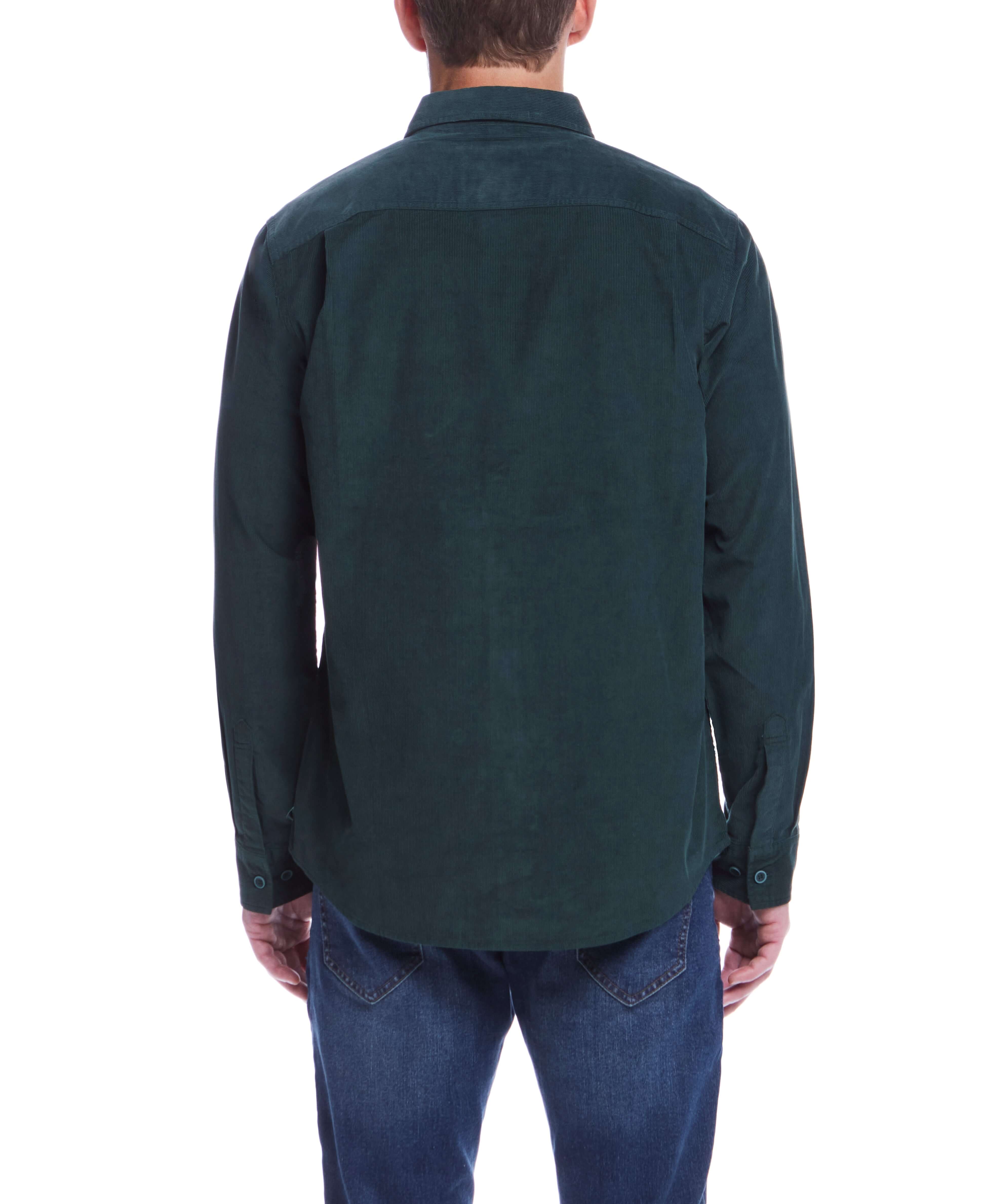 Thin Wale Solid Cord Shirt in Scarab