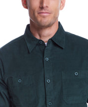 Thin Wale Solid Cord Shirt in Scarab