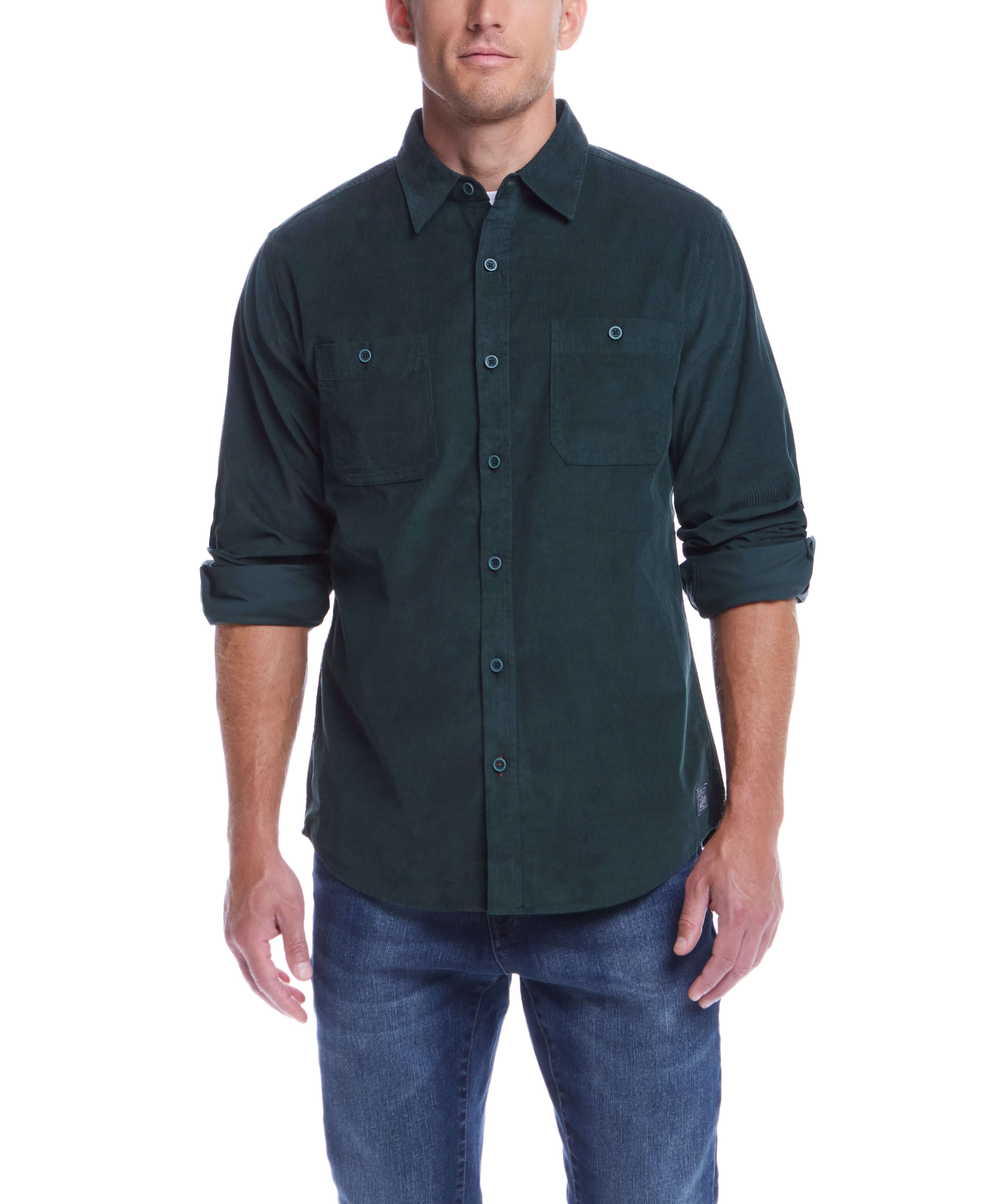 Thin Wale Solid Cord Shirt in Scarab