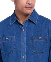 Unlined Denim Overshirt in Medium Indigo