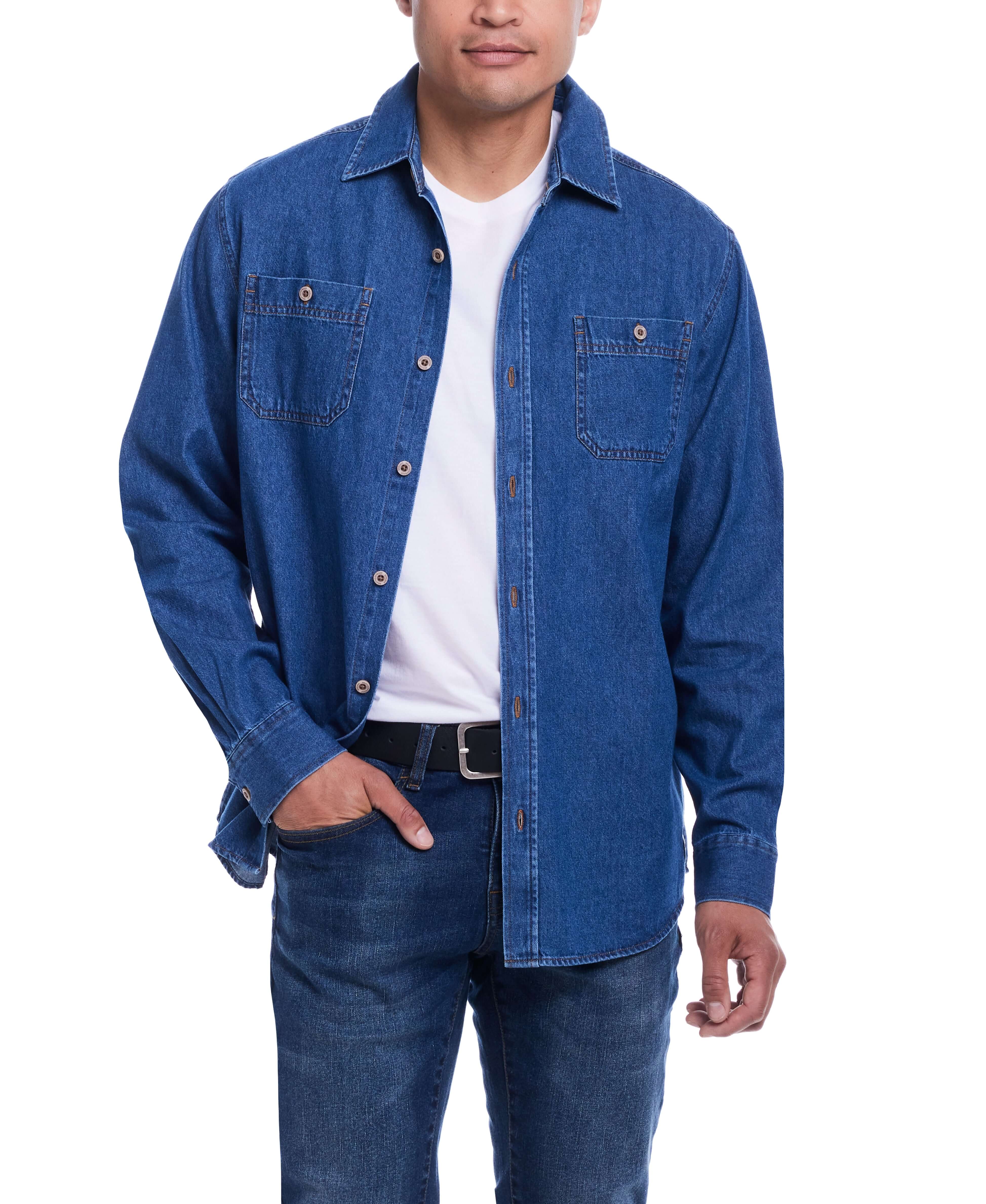 Unlined Denim Overshirt in Medium Indigo