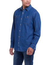 Unlined Denim Overshirt in Medium Indigo