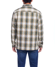 Quilted Plaid Shirt Jacket In Kelp Forest