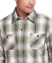 Quilted Plaid Shirt Jacket In Kelp Forest